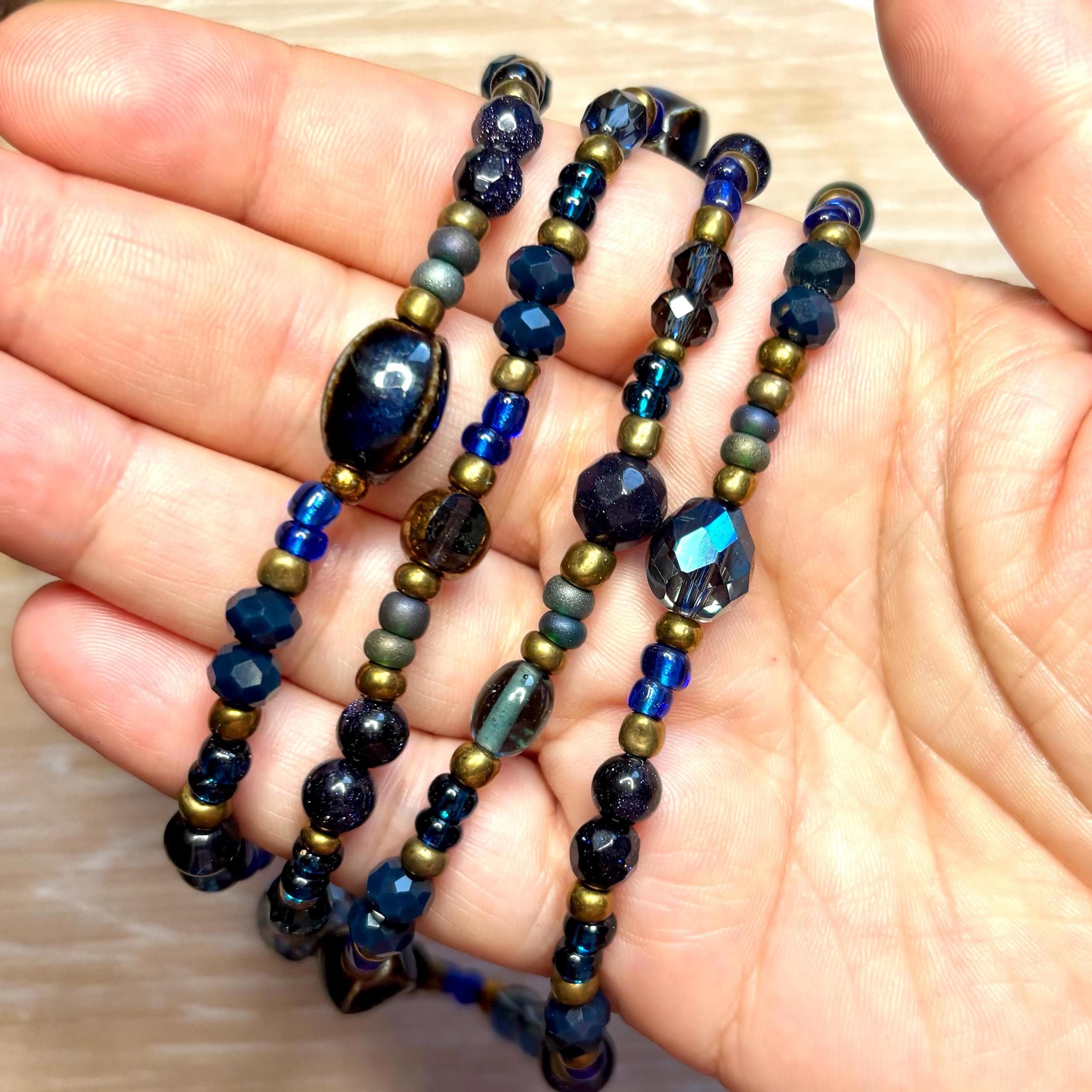 Midnight Long Necklace: Blue Beaded Jewellery - image 4