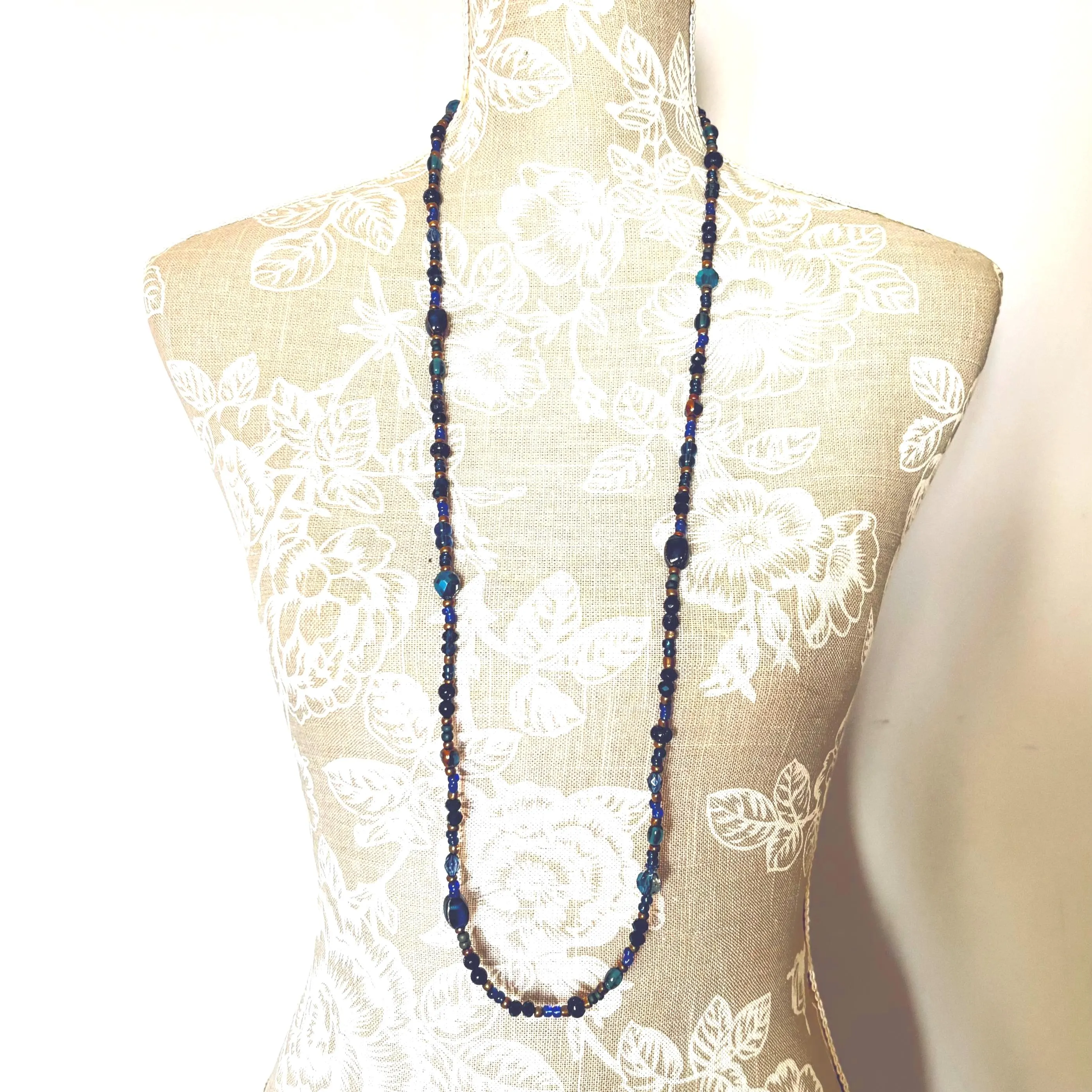 Midnight Long Necklace: Blue Beaded Jewellery - image 3