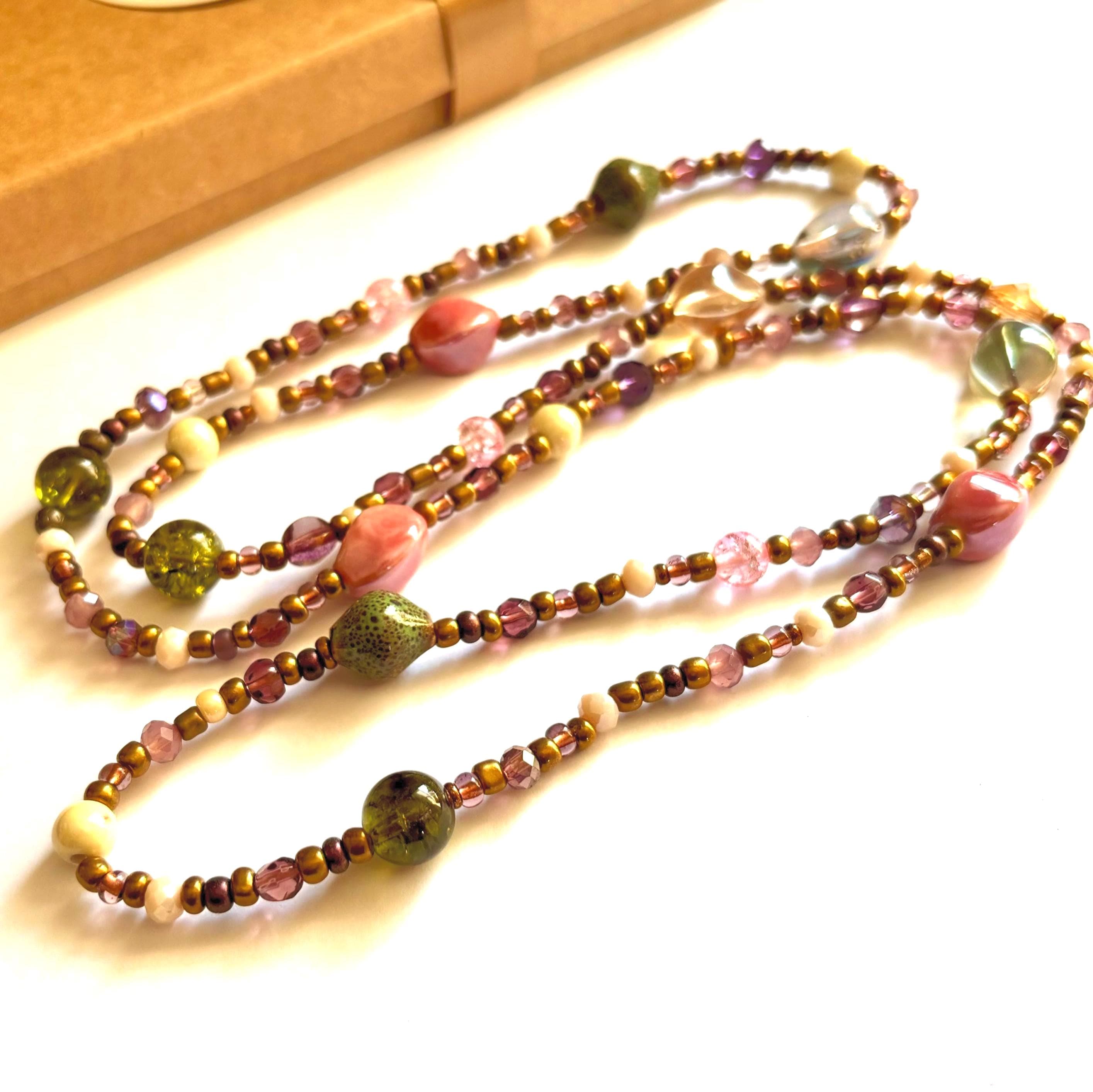 Summer Fig long beaded necklace. Handmade jewellery - image 4