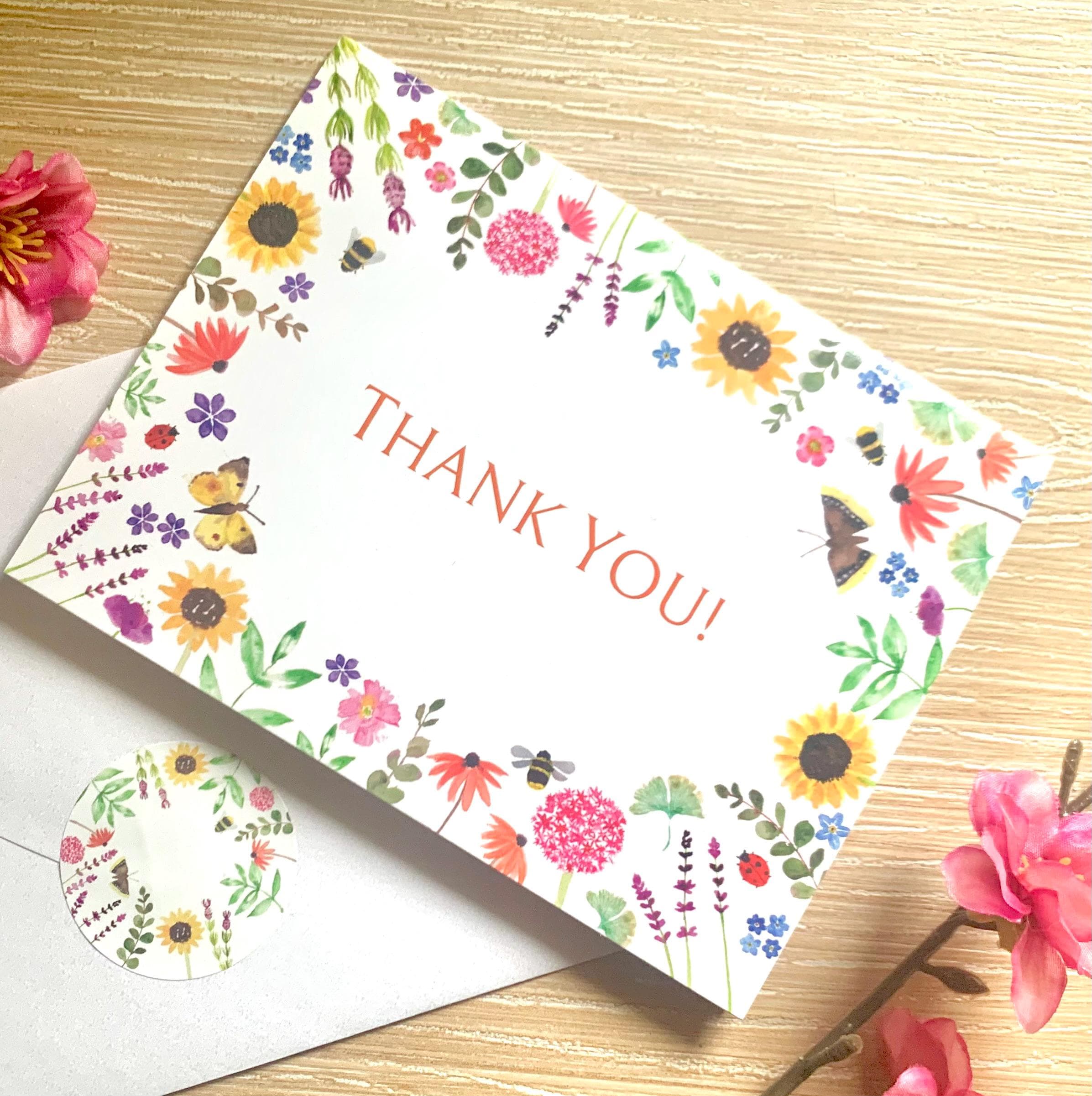 Watercolour Thank You Card: Floral Greeting Card - image 3
