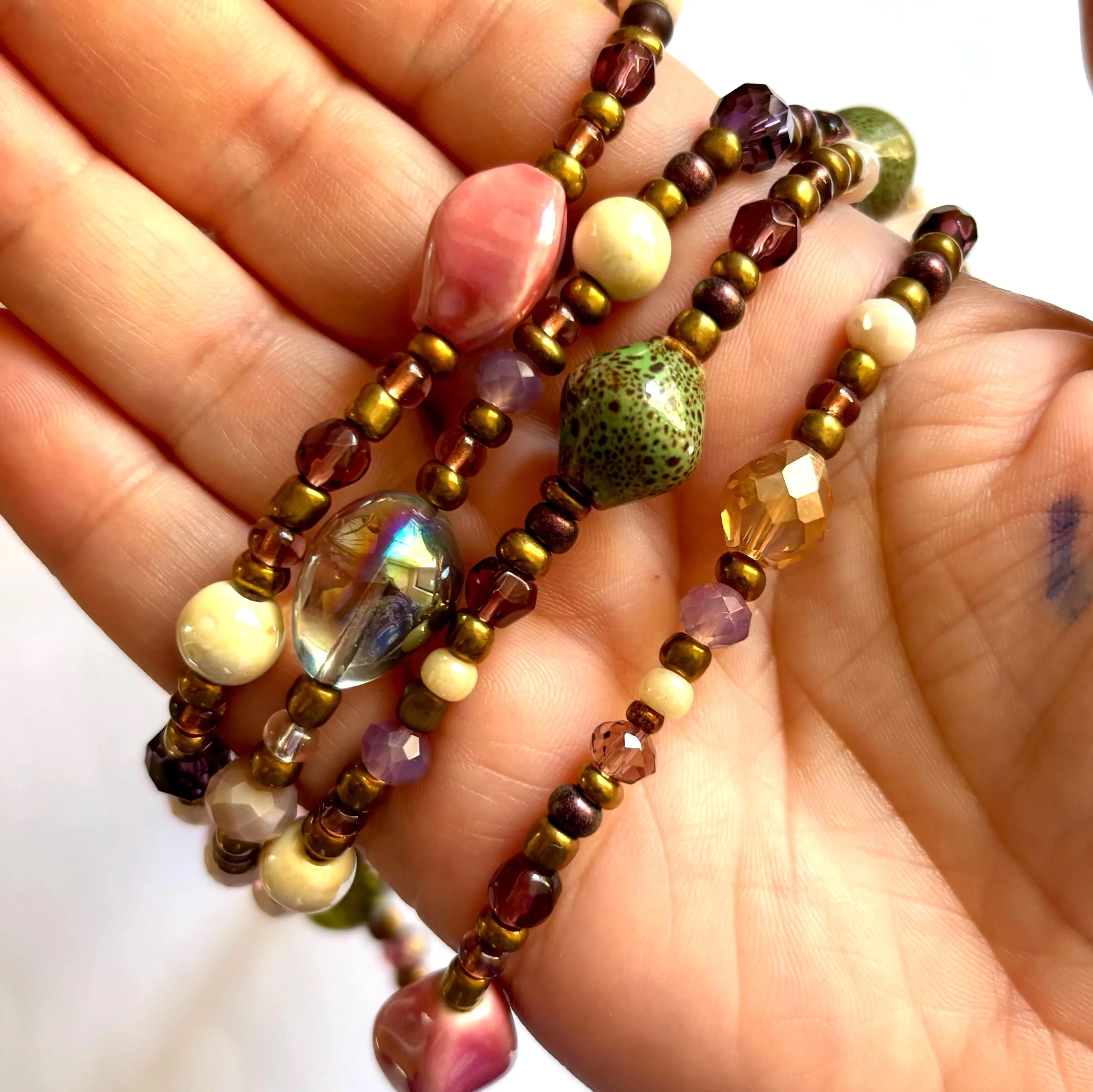 Summer Fig long beaded necklace. Handmade jewellery - image 3
