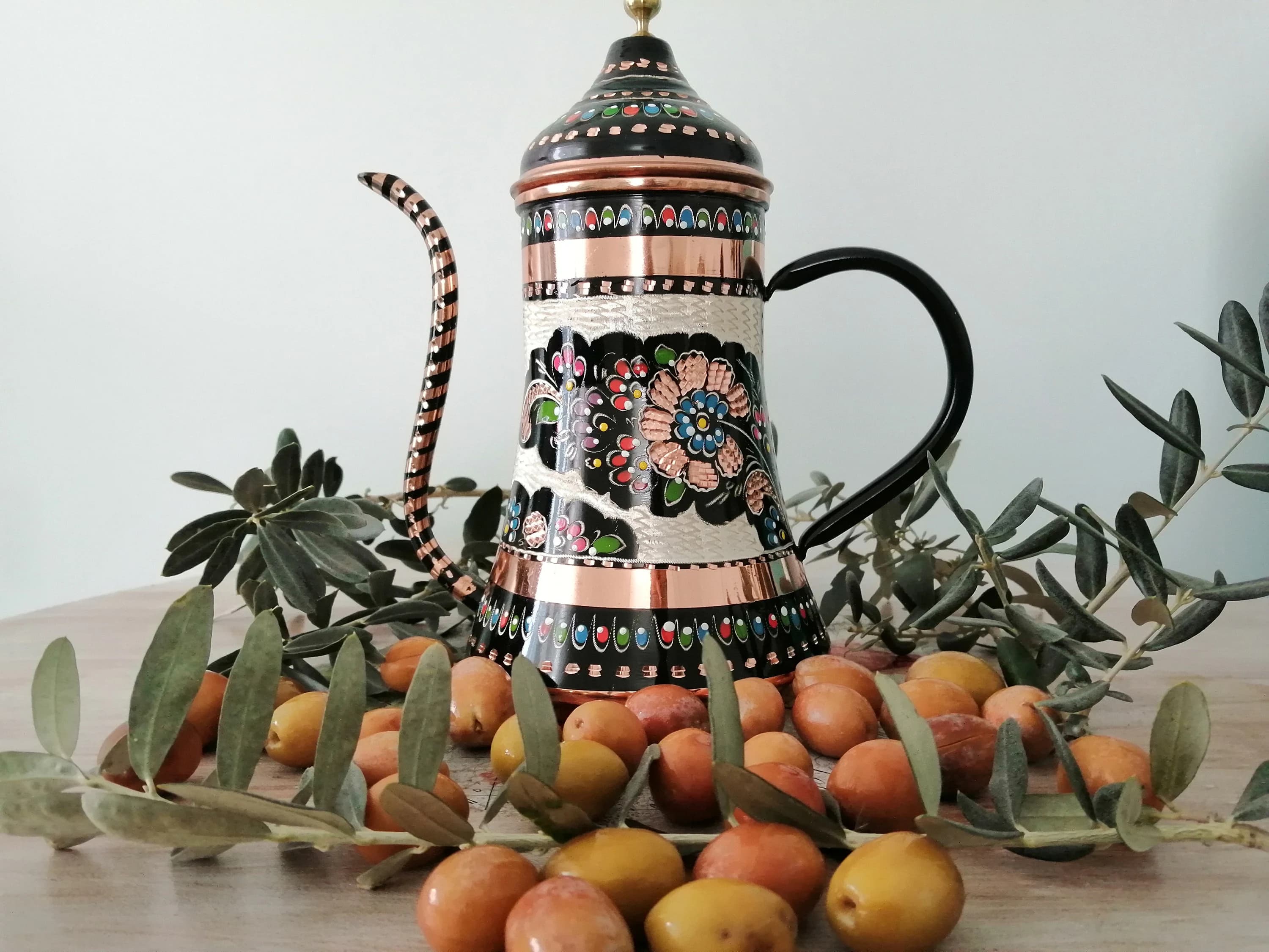 Decorative Copper Oil Bowl, Hand Carved Copper Sauce, Copper Olive Oil Bottle, Olive Oil Dispenser, Housewarming Gift, Kitchen Decor - image 3