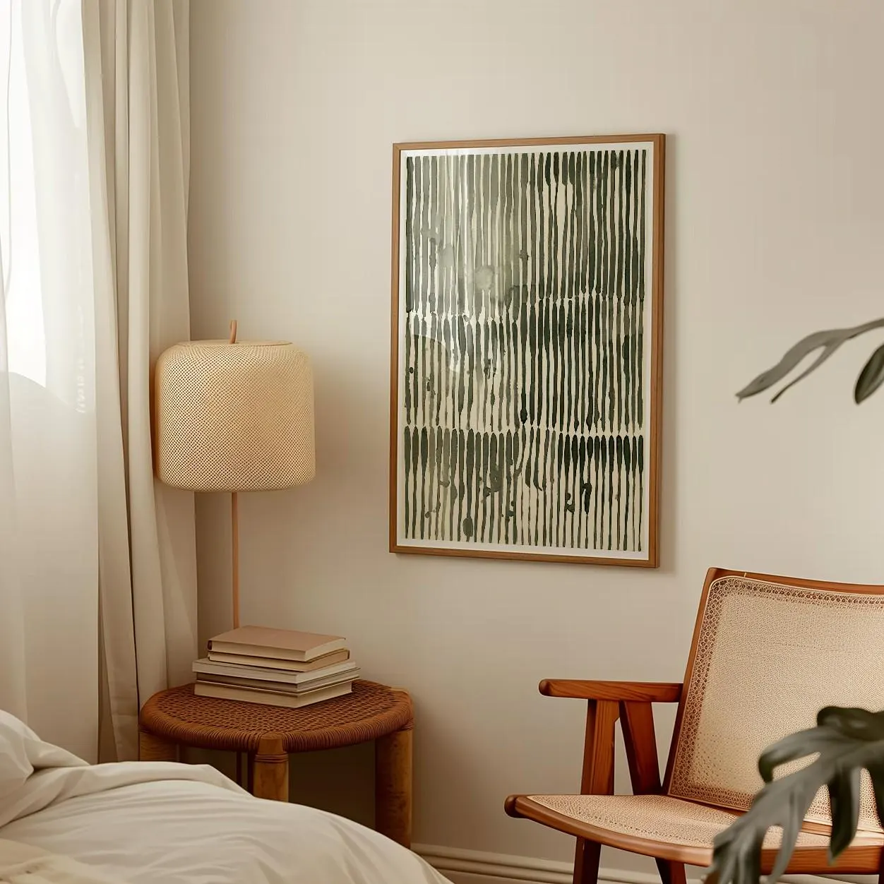 Minimalist Abstract Vertical Stripe Print | Neutral Watercolor Wall Art | Contemporary Line Poster - mockup image 4