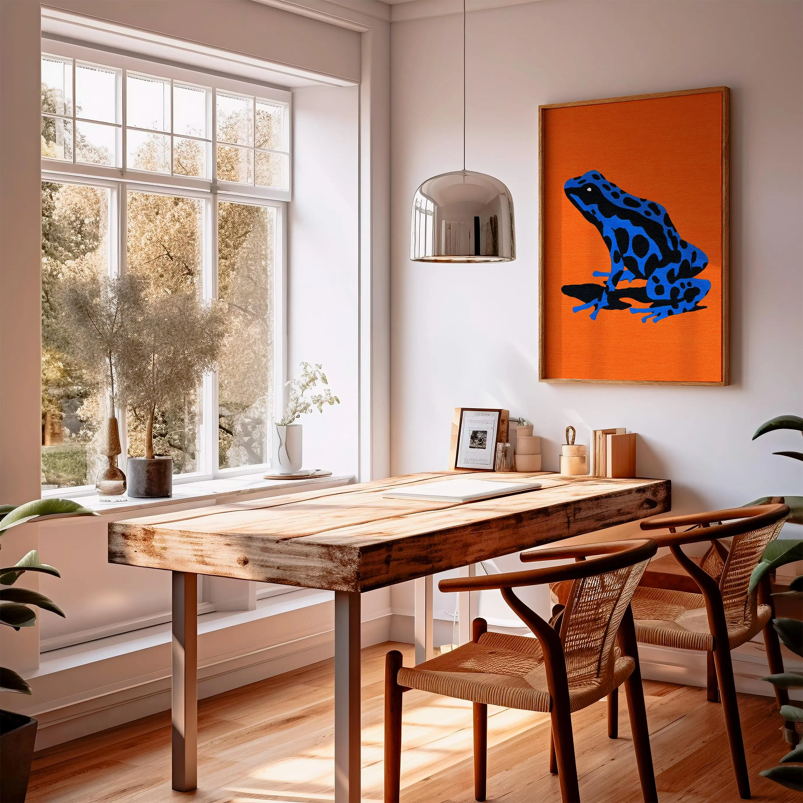 Blue Poison Dart Frog Art Print, Orange Pop Art Poster - image 4