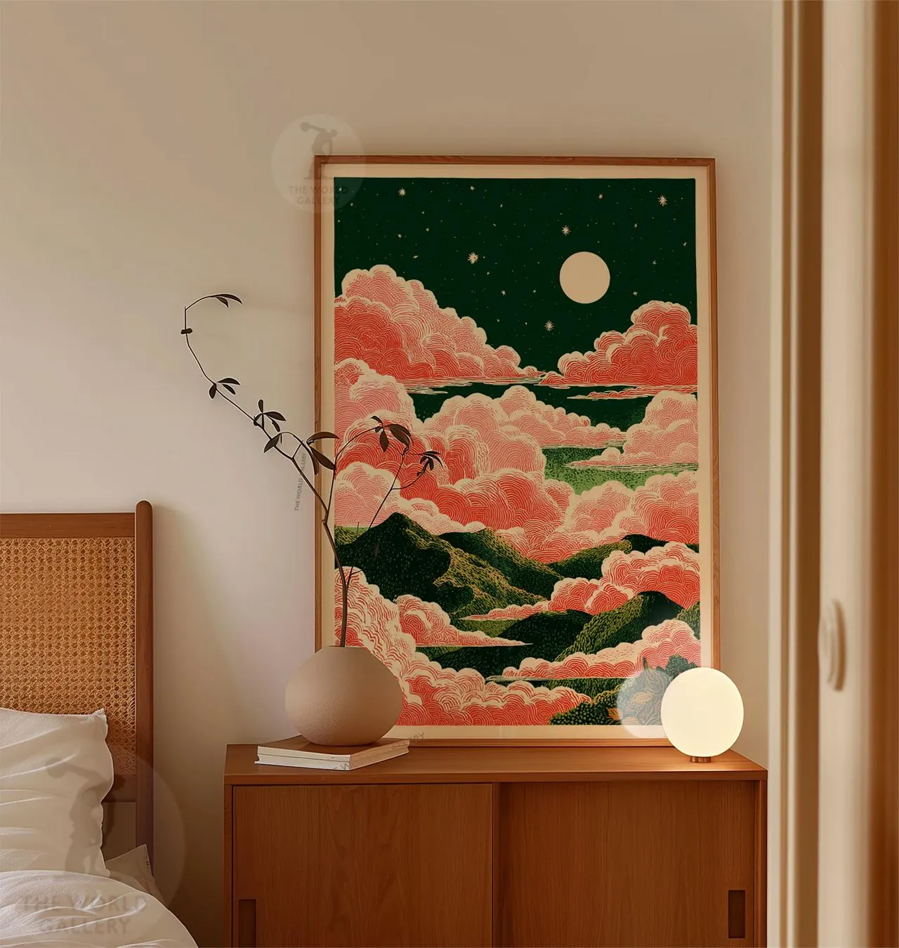 Japanese Cloud Landscape Poster | Vintage Mountains, Moon Night Sky Wall Art - image 3