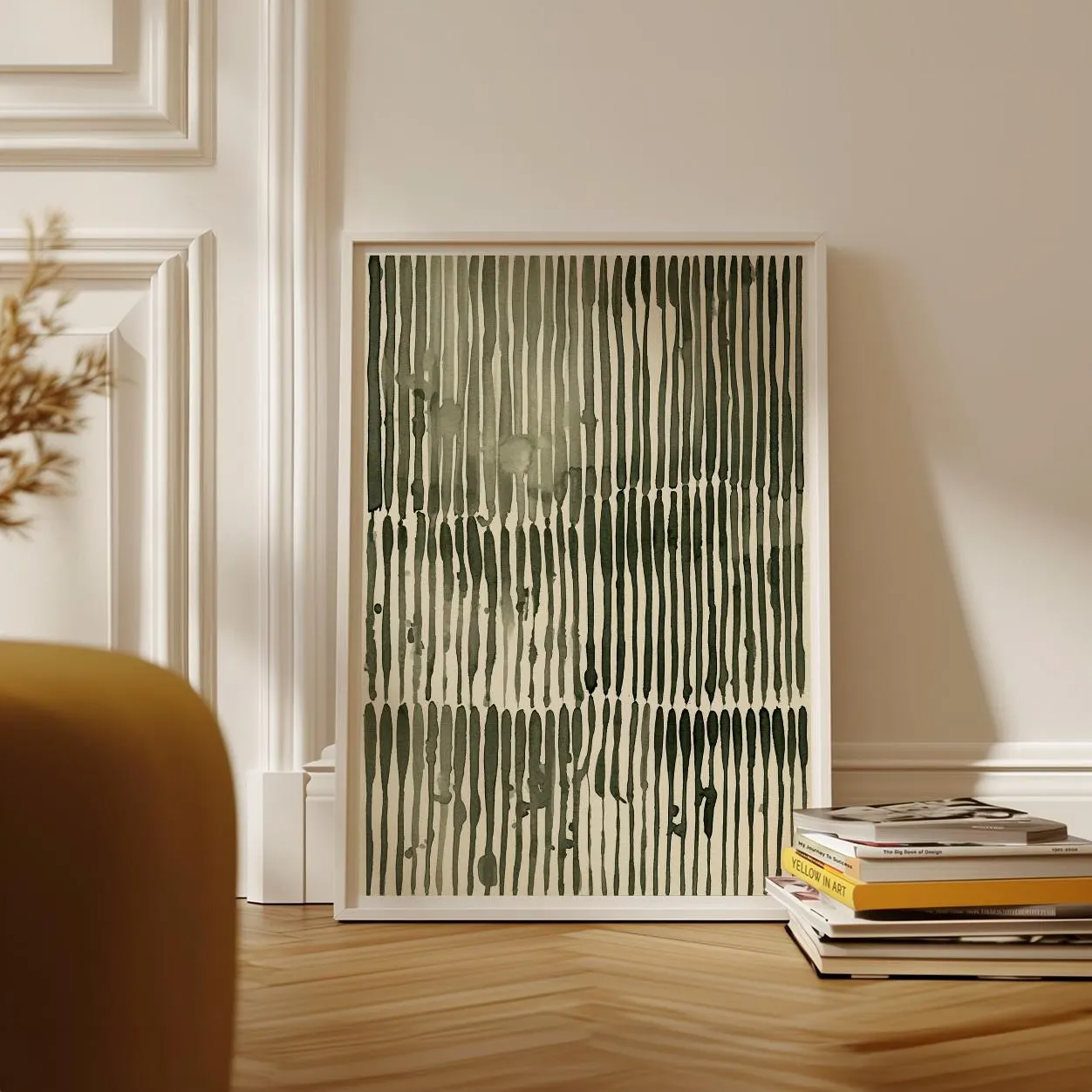 Minimalist Abstract Vertical Stripe Print | Neutral Watercolor Wall Art | Contemporary Line Poster - mockup image 2
