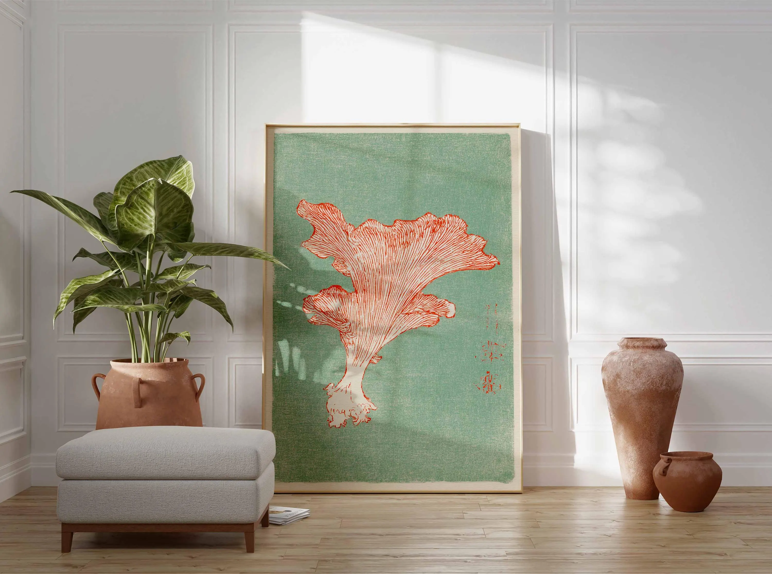 Japanese Mushroom Print, Botanical Fungi Illustration, Kitchen Wall Art - image 3
