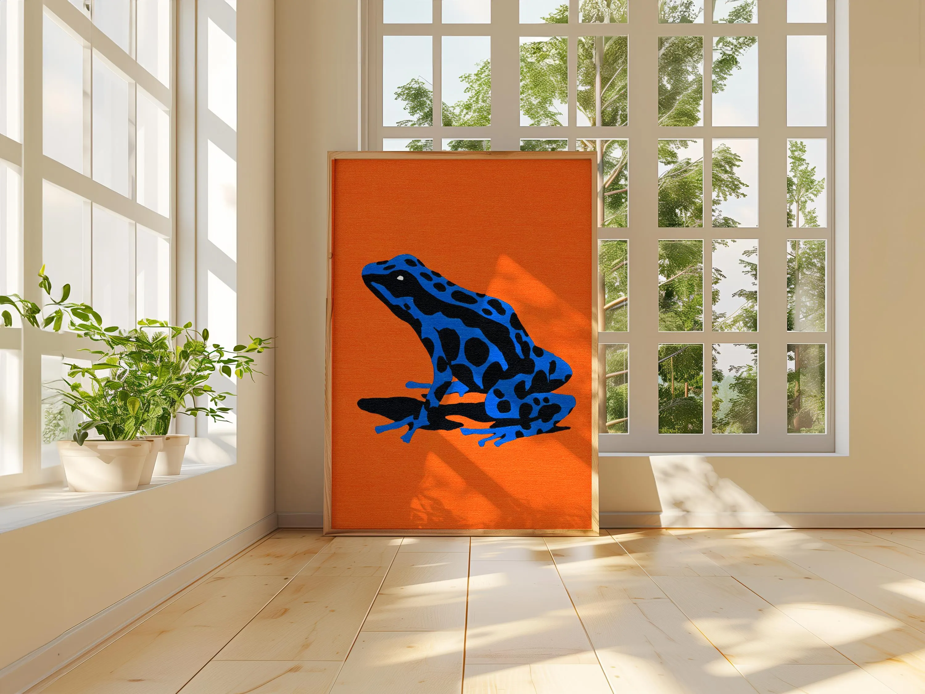 Blue Poison Dart Frog Art Print, Orange Pop Art Poster - image 5