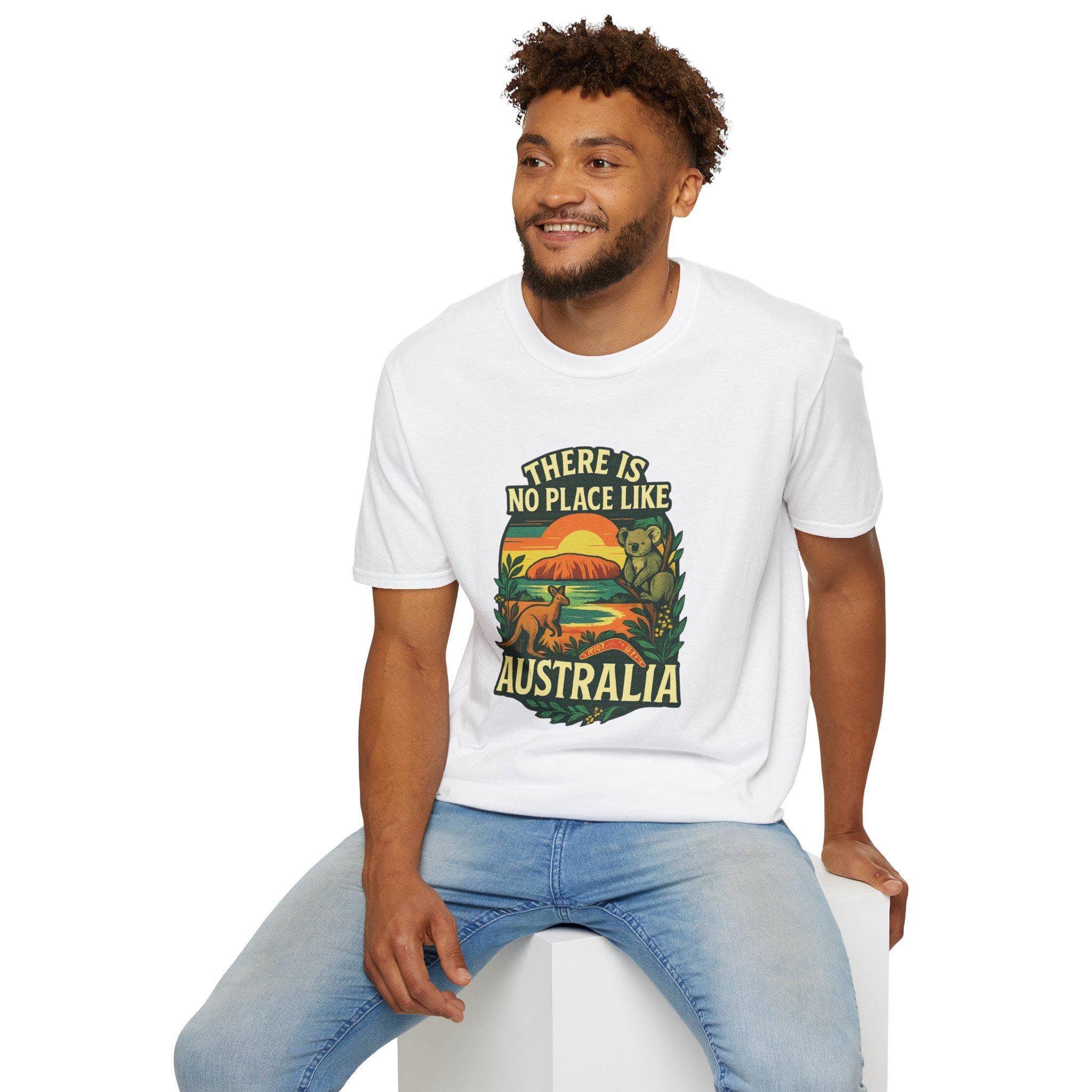 Celebrate your Aussie pride in style with our Aussie t-shirt printed with โThere is No Place Like Australiaโ words along with Kangaroo, Koala, Uluru and Boomerang โ a perfect blend of comfort, creativity, and culture. Whether you're a local legend or just visiting the land Down Under, this Australia t-shirt is a wearable reminder of everything that makes this country iconic. This Australian tee is available in wide range of sizes from XS to 5XL and available in multiple attractive color options