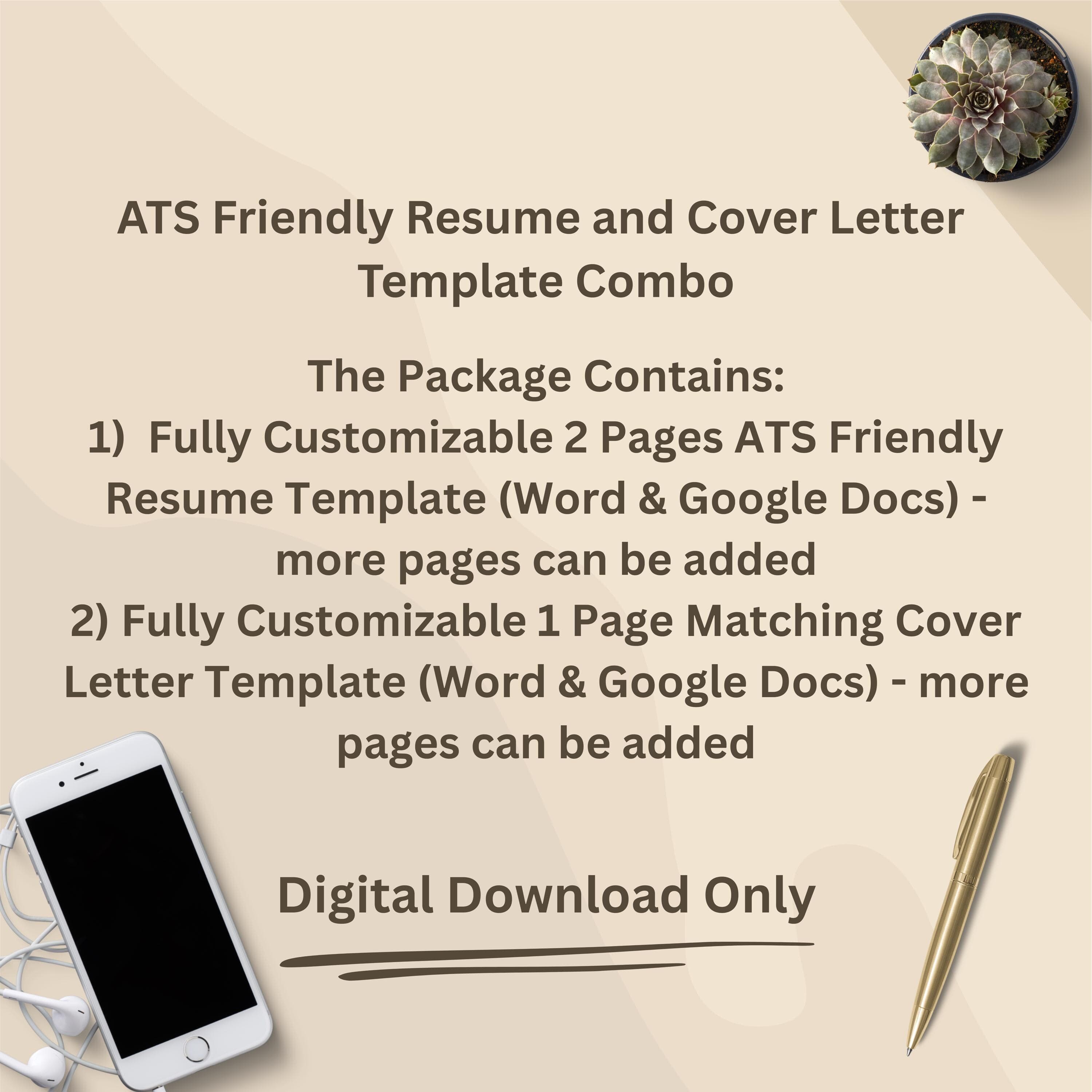 ATS Resume & Cover Letter Template: Editable Word/Google Docs (Digital Download) - image 3