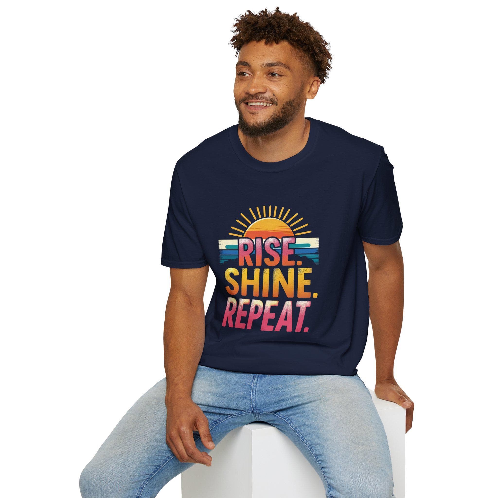 Unisex Gildan 64000 โRise. Shine. Repeat.โ t-shirt made from soft ring-spun cotton. Lightweight motivational tee with positive message and daily mantra design. Available in multiple colors and sizes XSโ5XL. Perfect inspirational quote shirt for morning routines, mindset apparel, and self-care. A breathable, preshrunk, classic fit tee for goal setters, wellness lovers, and fans of uplifting fashion.
motivational tee, positive message shirt, inspirational quote tee, daily affirmation shirt.