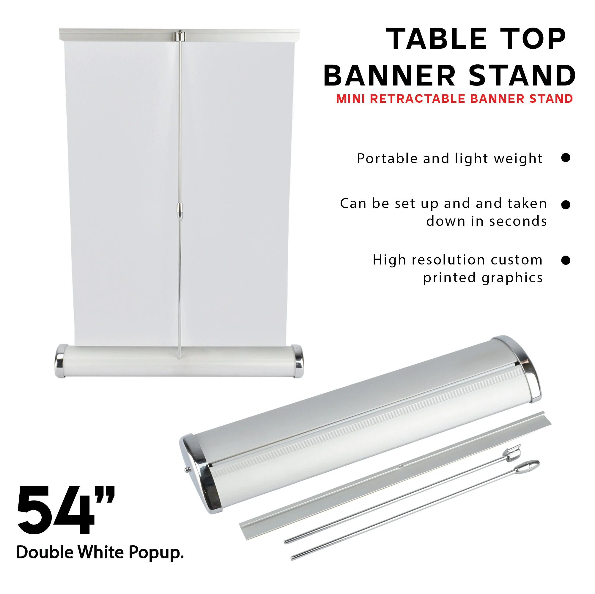 Table Top Banner Stand 11.5"x17.5" Roll up Banner Stand, Custom Mini Retractable Banner Stand, Pop Up Banner Stand, Store Banner Stand - image 2
