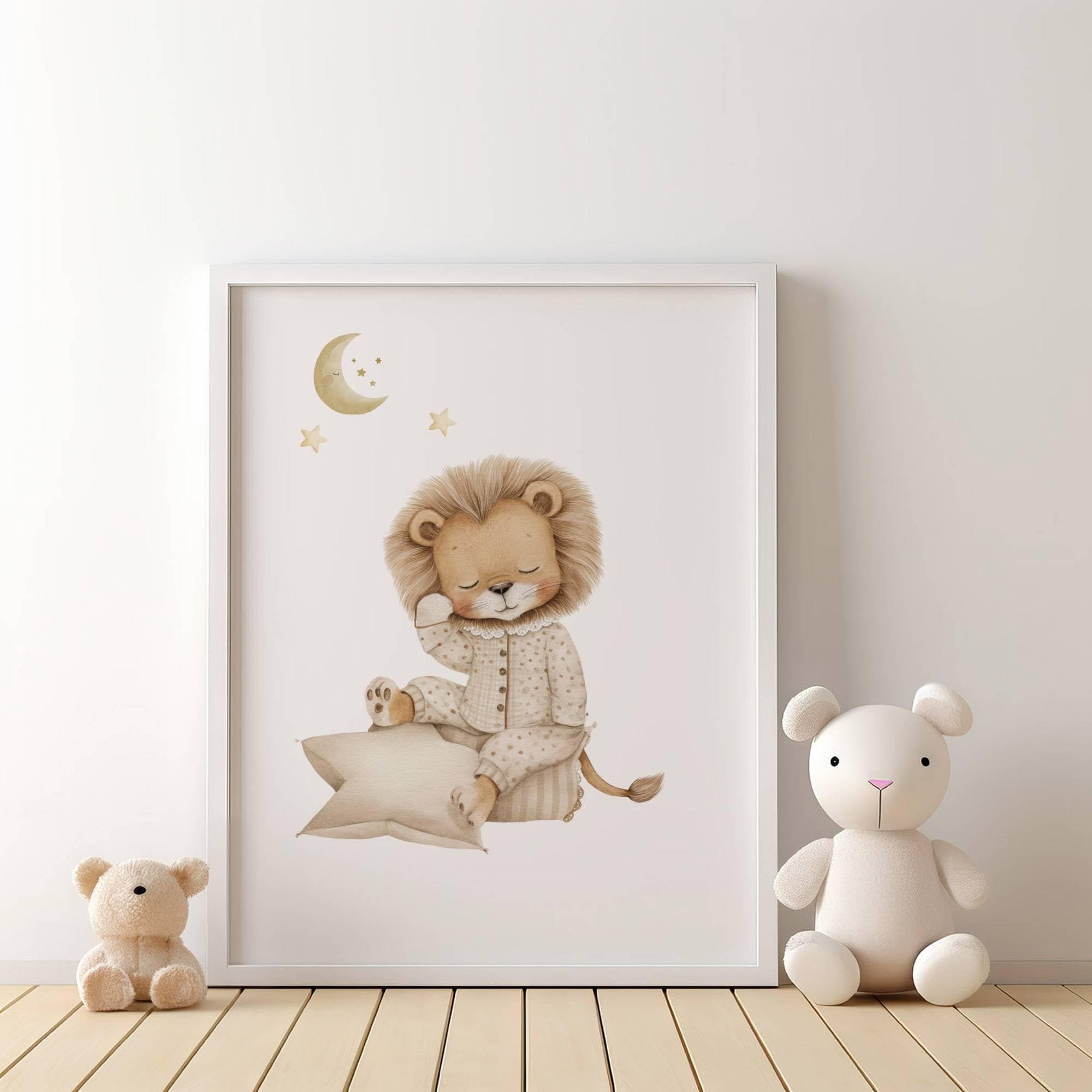 Safari Nursery Animal Wall Art Set – Giraffe, Lion & Elephant Prints (Neutral Boho Style) Bedtime Safari - image 4
