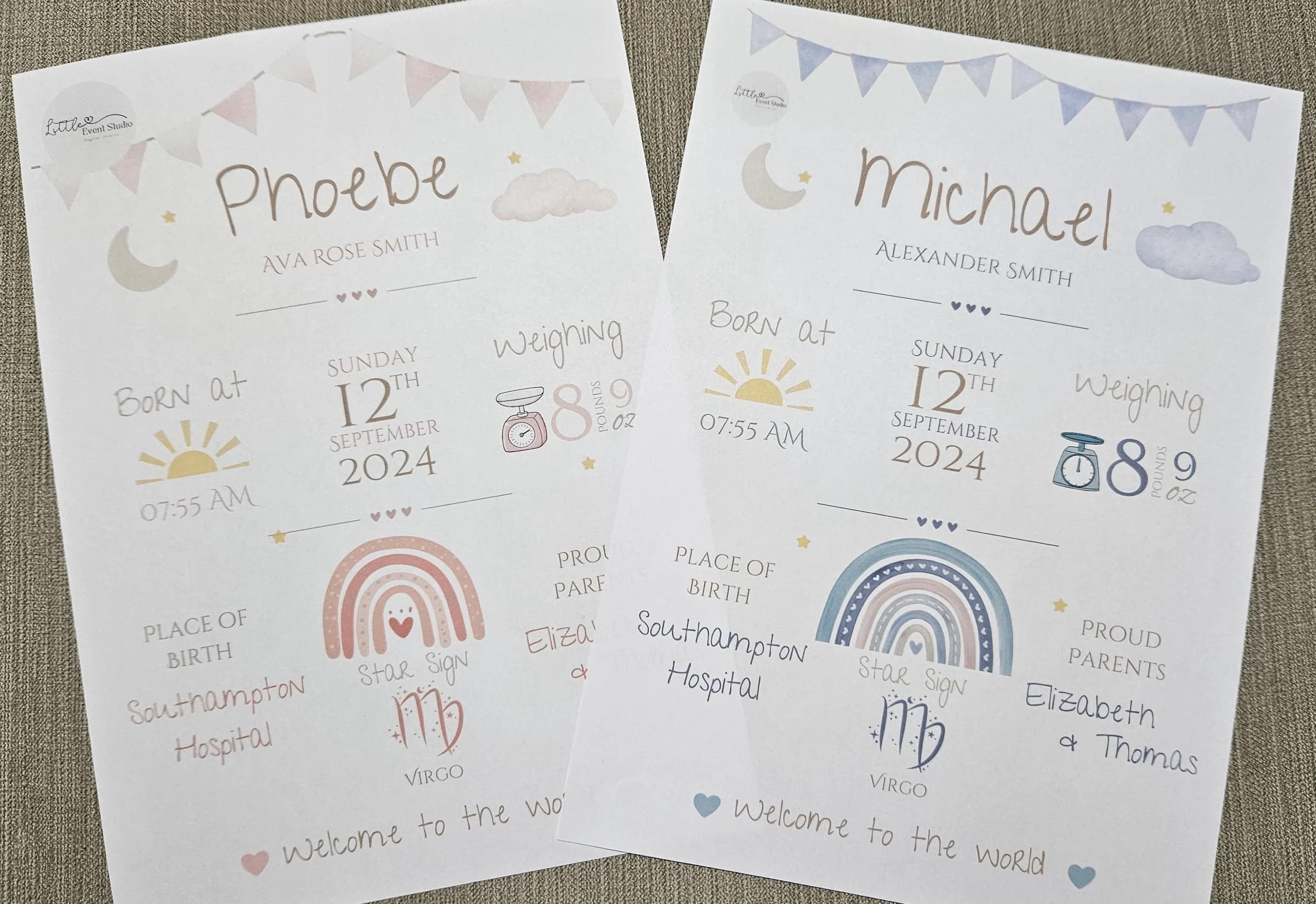 Personalized Baby Birth Print: Rainbow Nursery Decor (Digital Download Available A3/A4) - image 5