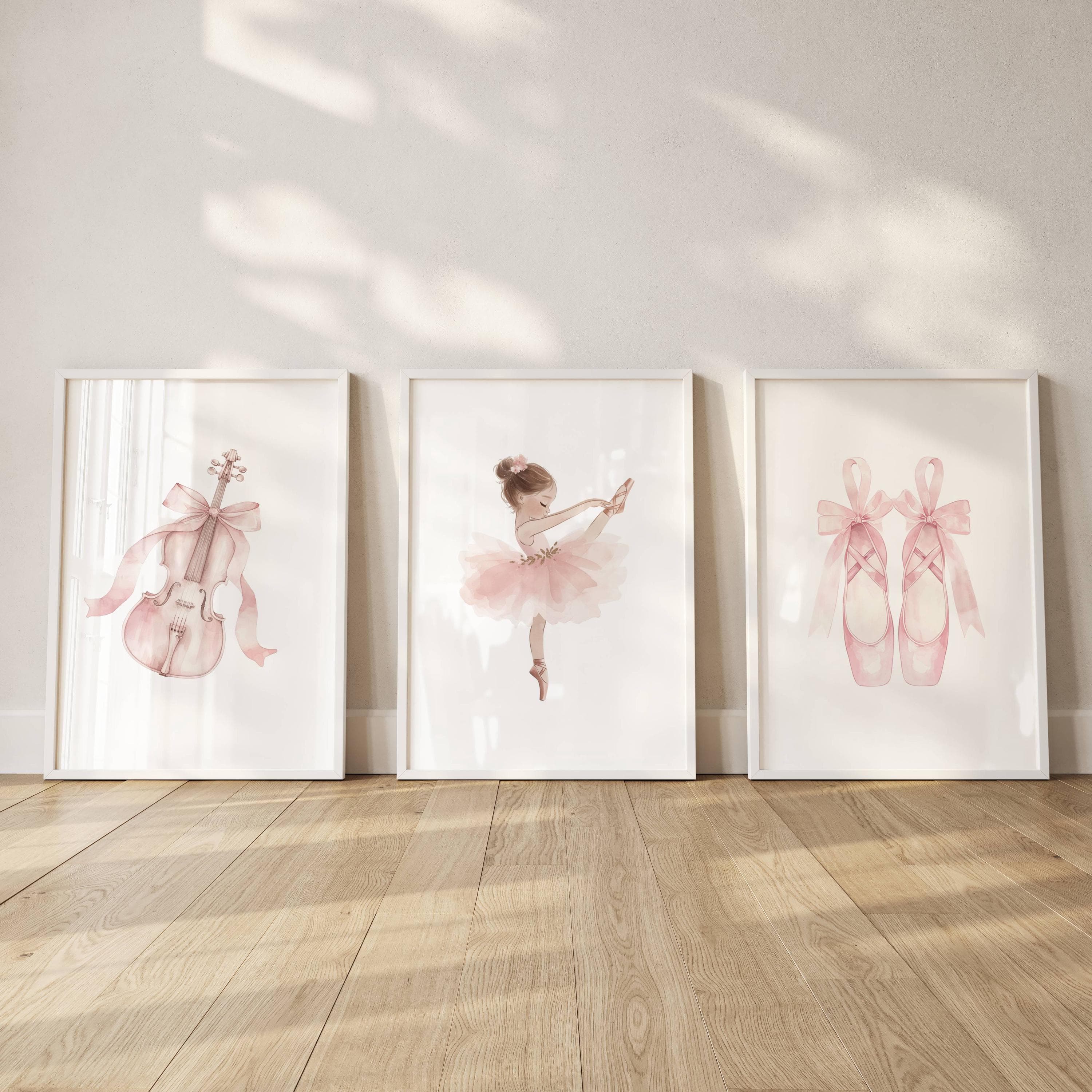 Ballet Nursery Prints: Ballerina, Violin, Pink Room Decor (Digital Download)