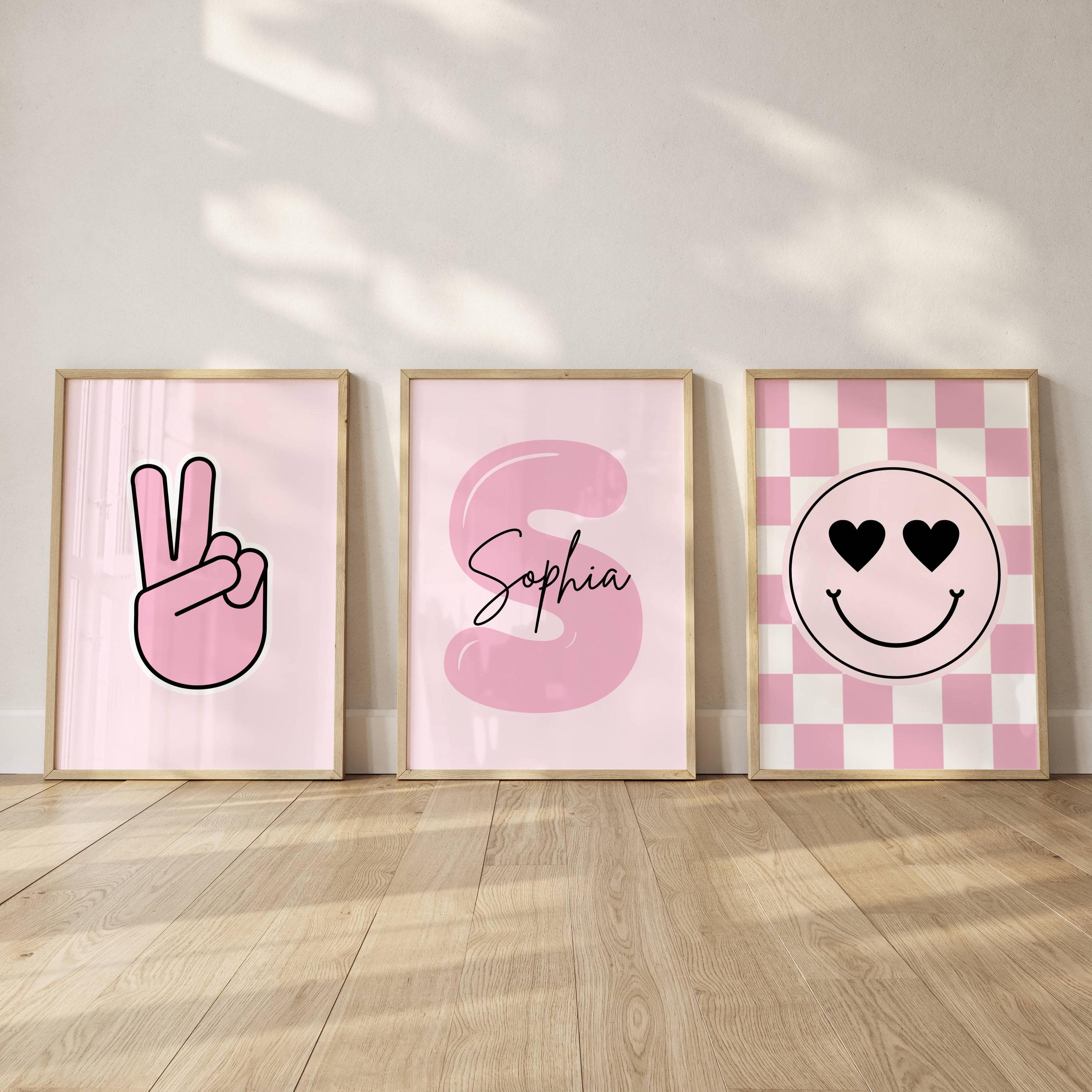 Pink Little Girl Club Nursery Prints | Boys Bedroom Wall Art Set of 3 | Modern Baby Girl Room Decor | Girly Playroom Wall Art