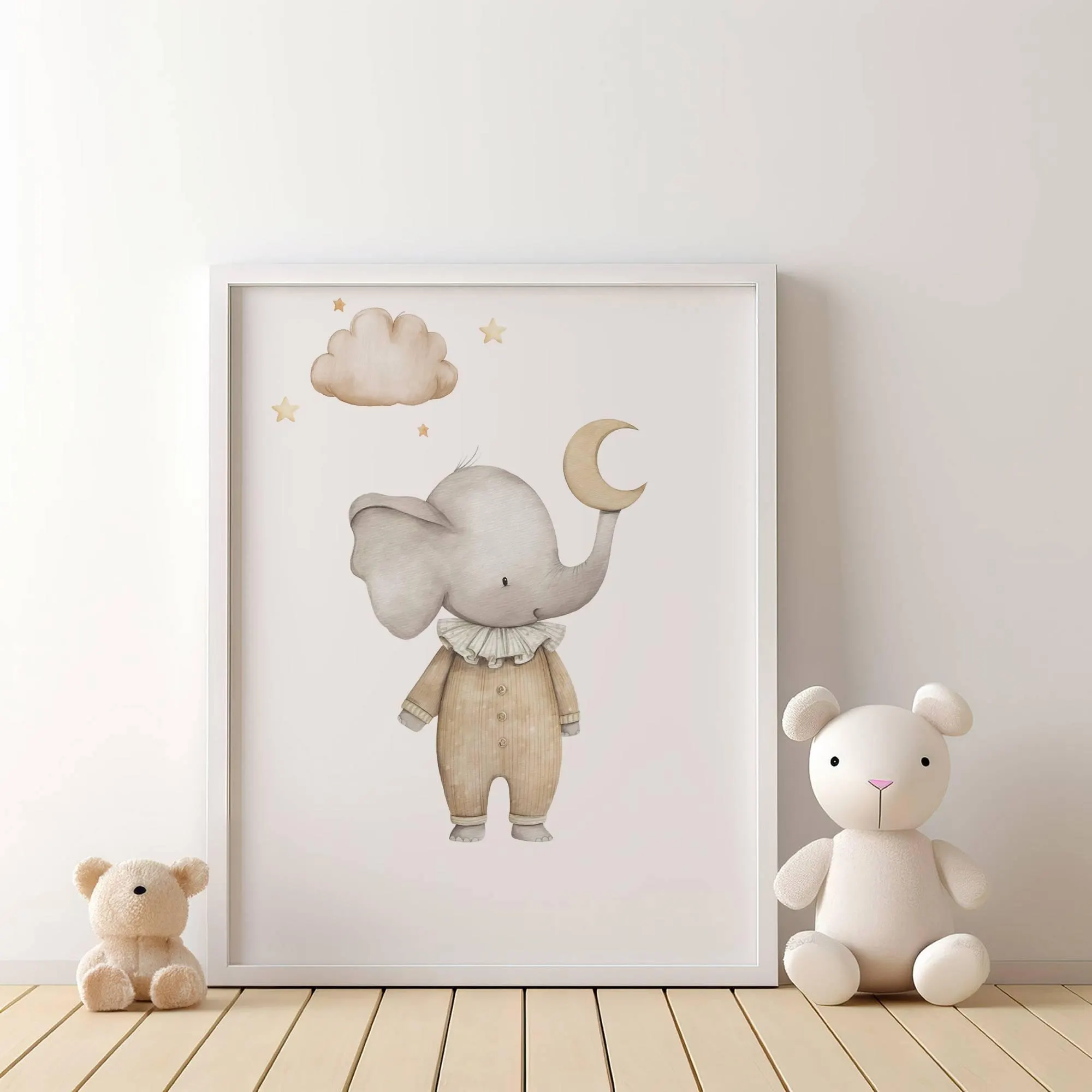 Safari Nursery Animal Wall Art Set – Giraffe, Lion & Elephant Prints (Neutral Boho Style) Bedtime Safari - image 3