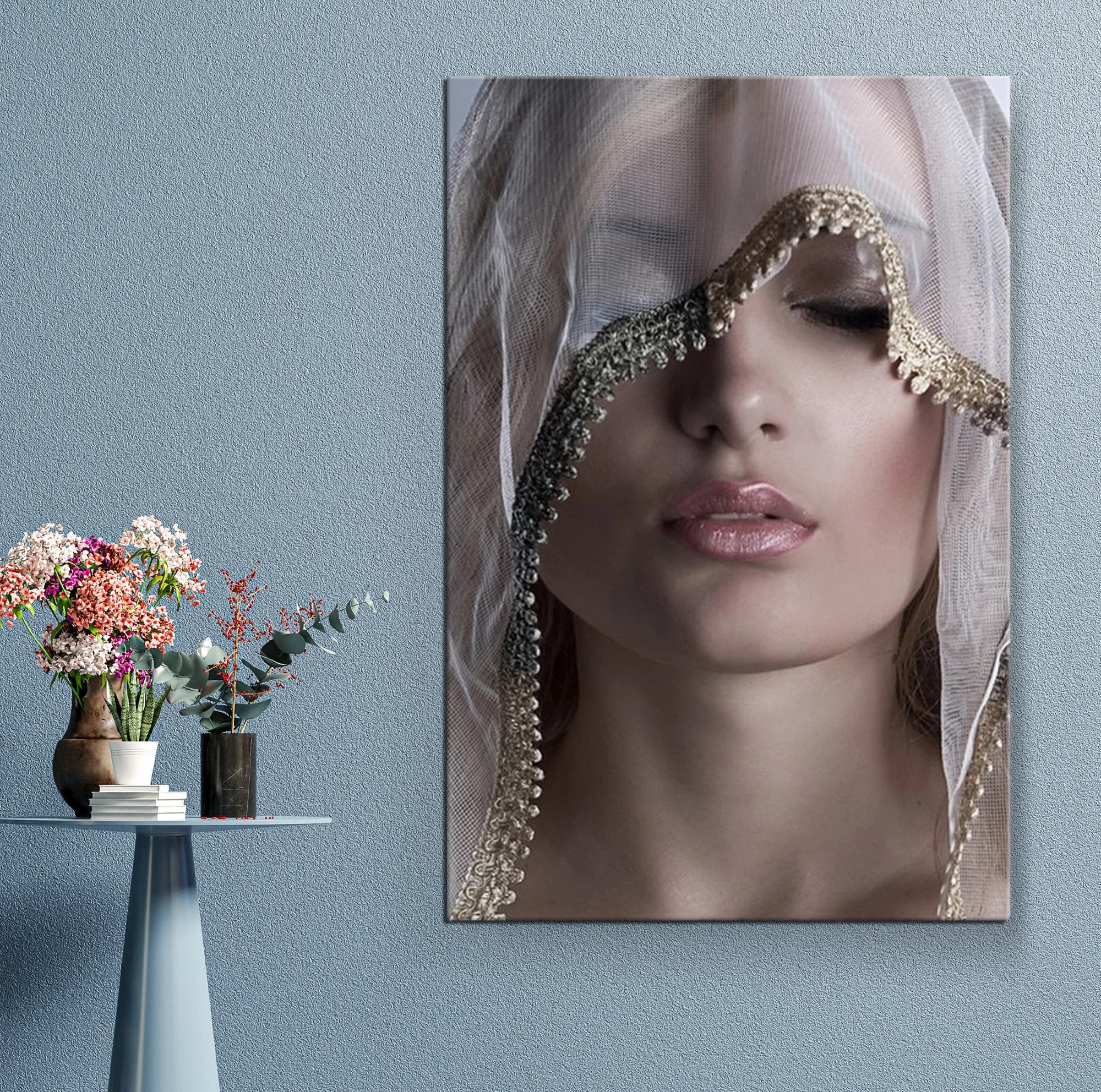 Silver Girl Canvas, White Silver African Woman Canvas, Modern Paintings, Fashion Art, Wall Art Canvas, Silver Art, Elegant Woman Canvas - image 3