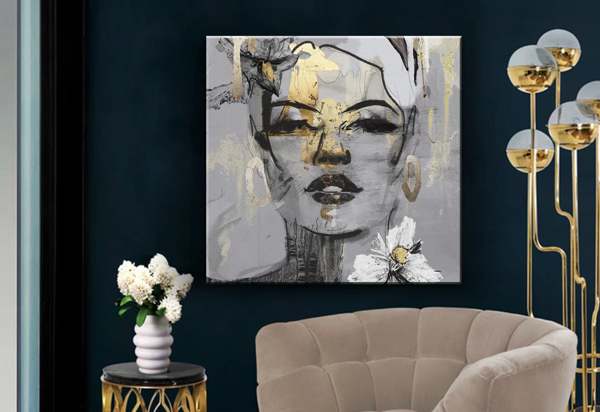 Woman Portrait Wall Art, Woman Canvas, Abstract Woman Wall Art, Abstract Canvas, Abstract Woman Portrait, Face Canvas Art, Trendy Artwork