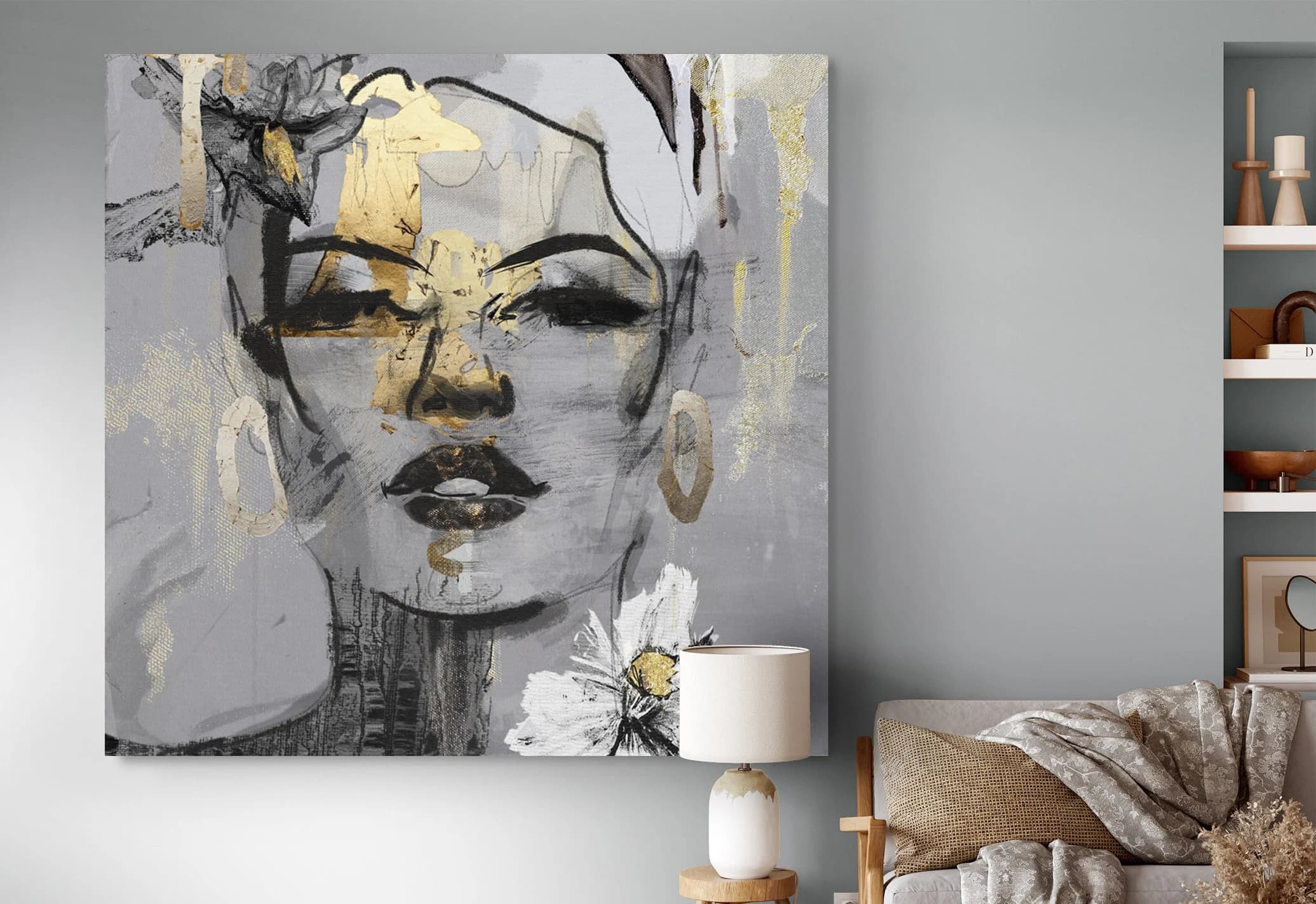 Woman Portrait Wall Art, Woman Canvas, Abstract Woman Wall Art, Abstract Canvas, Abstract Woman Portrait, Face Canvas Art, Trendy Artwork