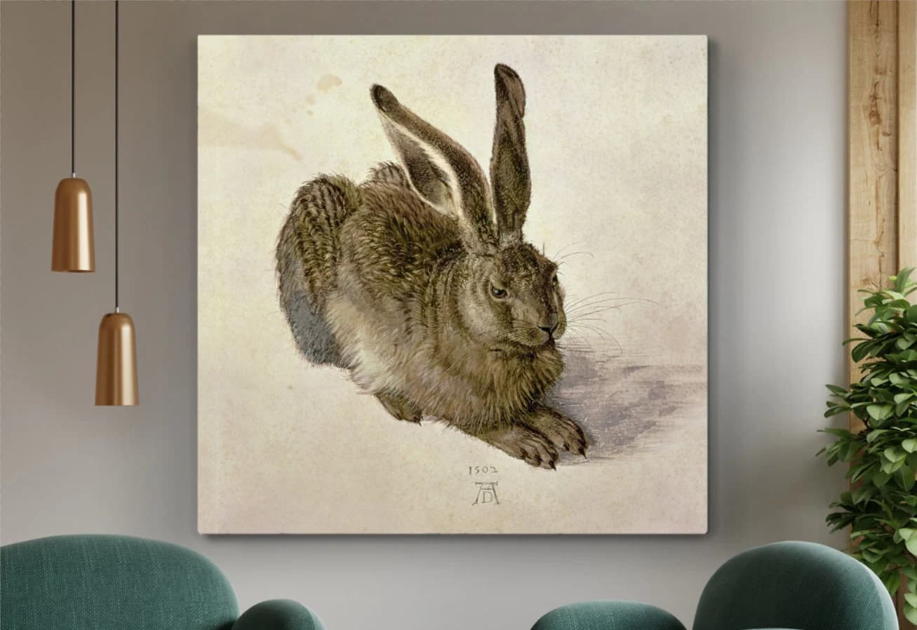 Famous Wall Arts, Young Hare Poster, Young Hare, Rabbit Canvas Art, rabbit painting, Gift for Boyfriend, Gifts for Husband, Gifts for Sister, Gifts for Wife, Anniversary Gifts, Birthday Gifts, Gifts for Couples, Gifts for Friends, Housewarming Gifts
