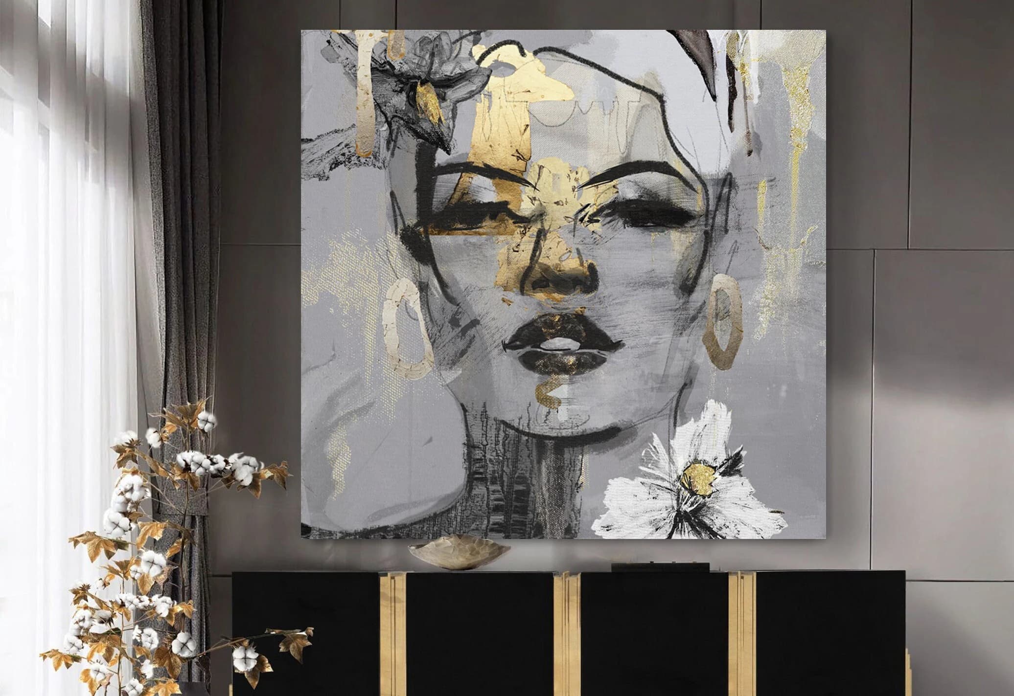 Woman Portrait Wall Art, Woman Canvas, Abstract Woman Wall Art, Abstract Canvas, Abstract Woman Portrait, Face Canvas Art, Trendy Artwork