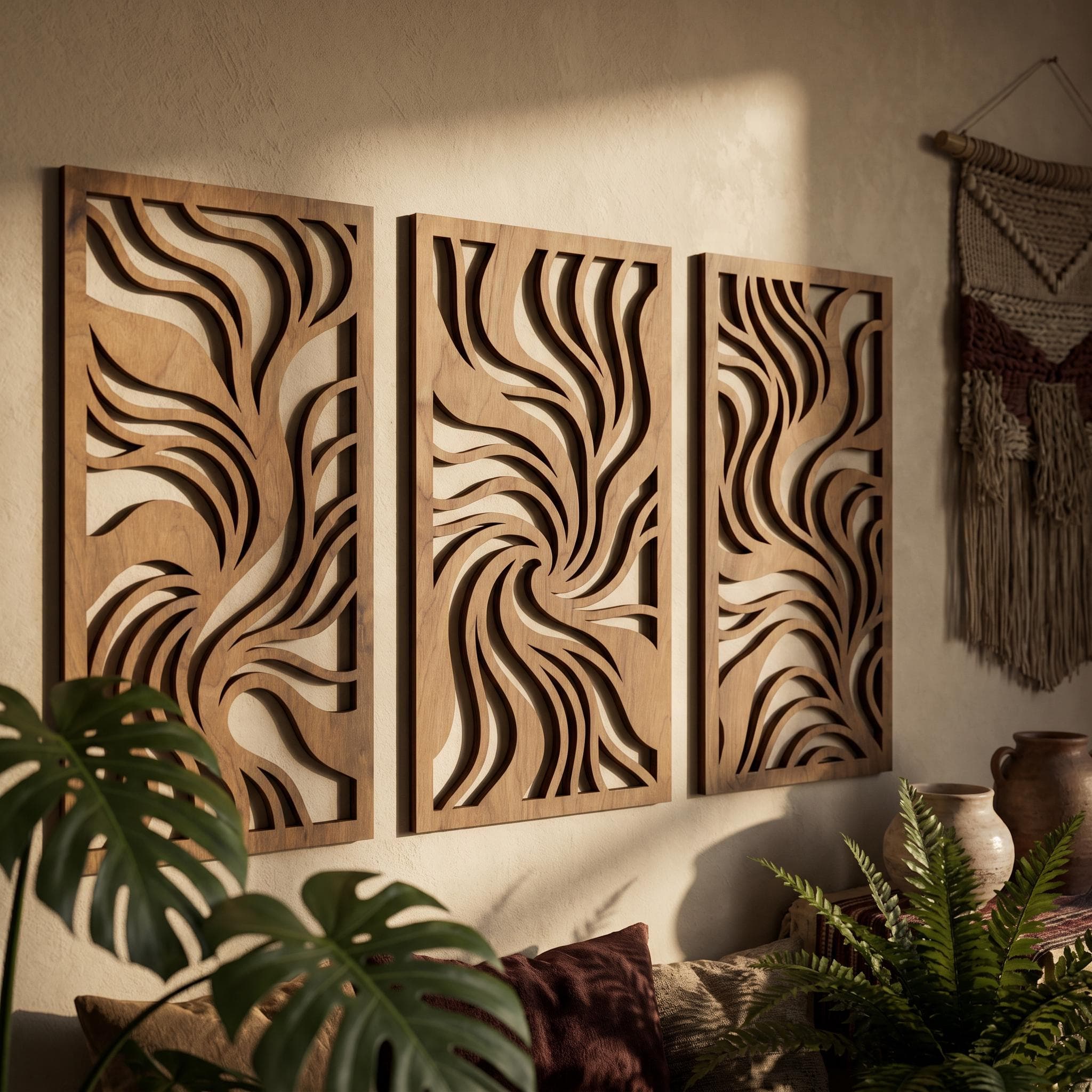 Abstract Wall Art, Triptych Wall Art, Wood Wall Art Large, Japandi Wall Art, Wabi Sabi Wall Art, 3 Panel Wall Art, Above Bed Decor - image 2