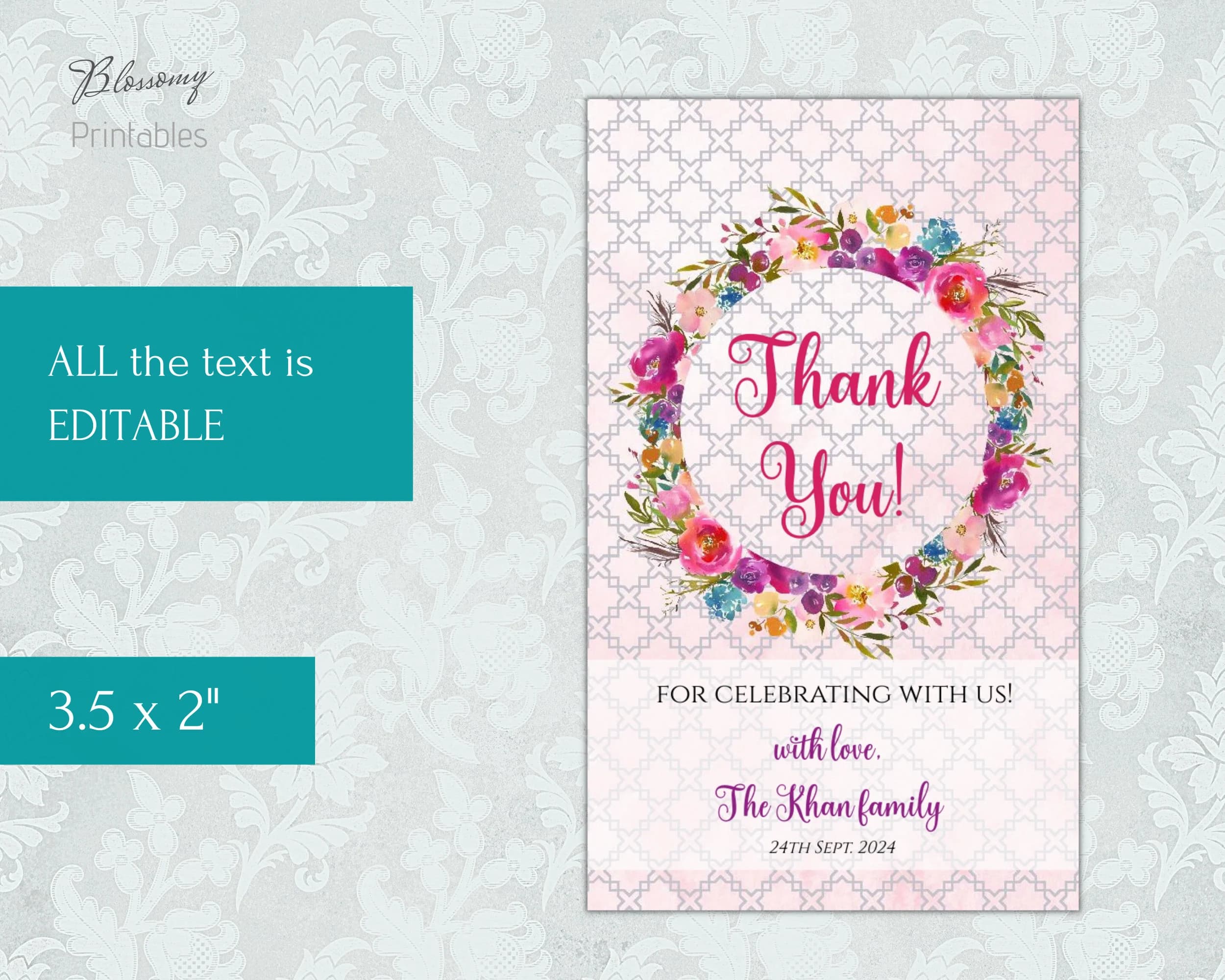 Editable Bismillah Favour Tag Template, Bismillah Favor Tag, Bismillah favour template girl, Muslim Bismillah, Islamic Bismillah Quran Start - image 2