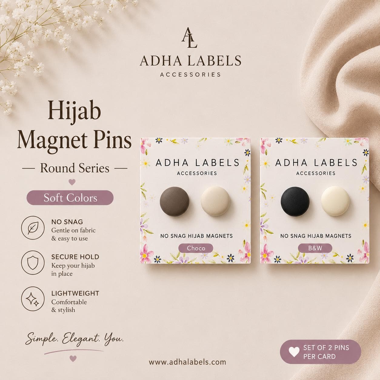 New Colors No Snag Hijab Magnetic Pins “Round Series” Hijab Accessories - image 4