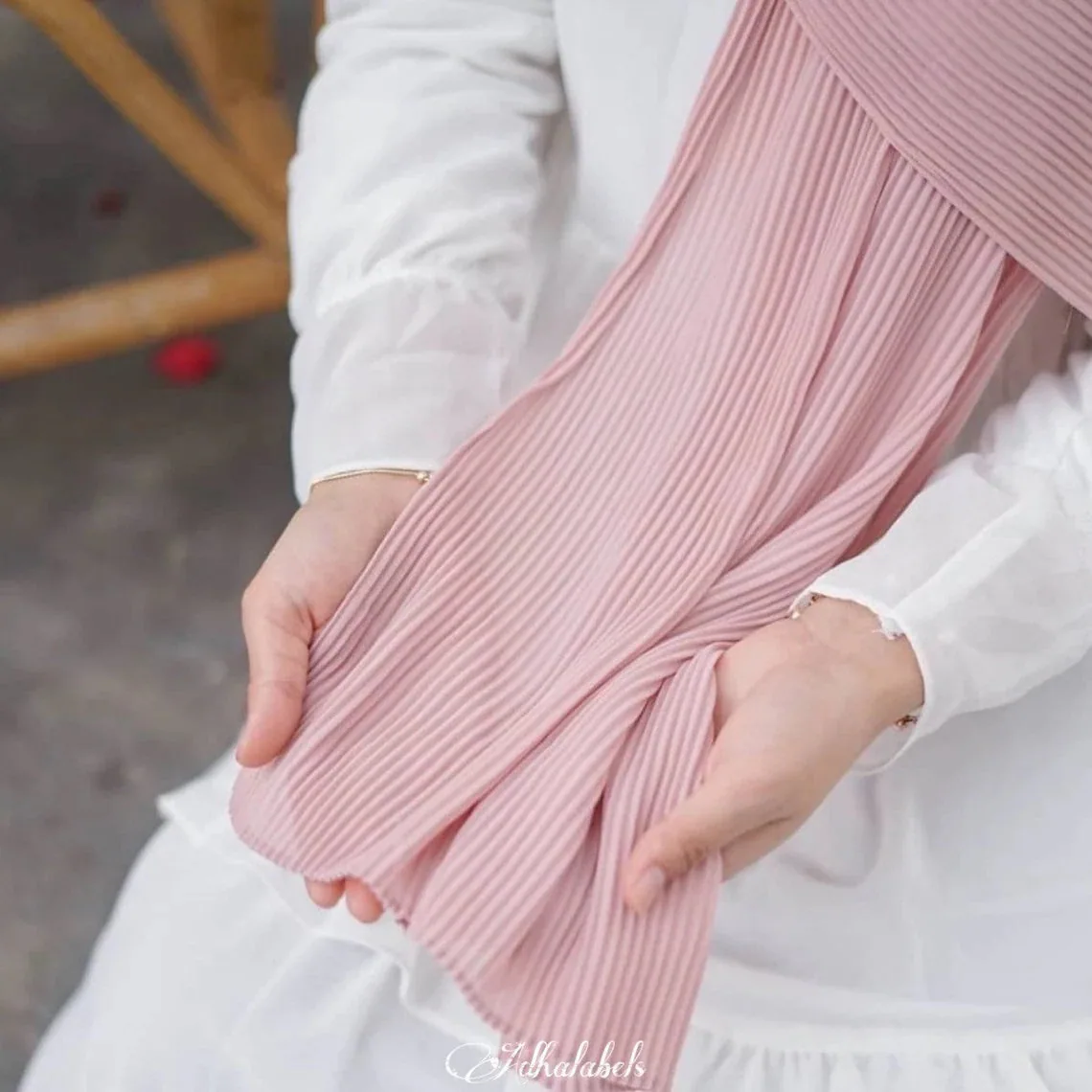 Pleated Chiffon Pashmina Hijab: 'Lily' Shawl Scarf - image 4