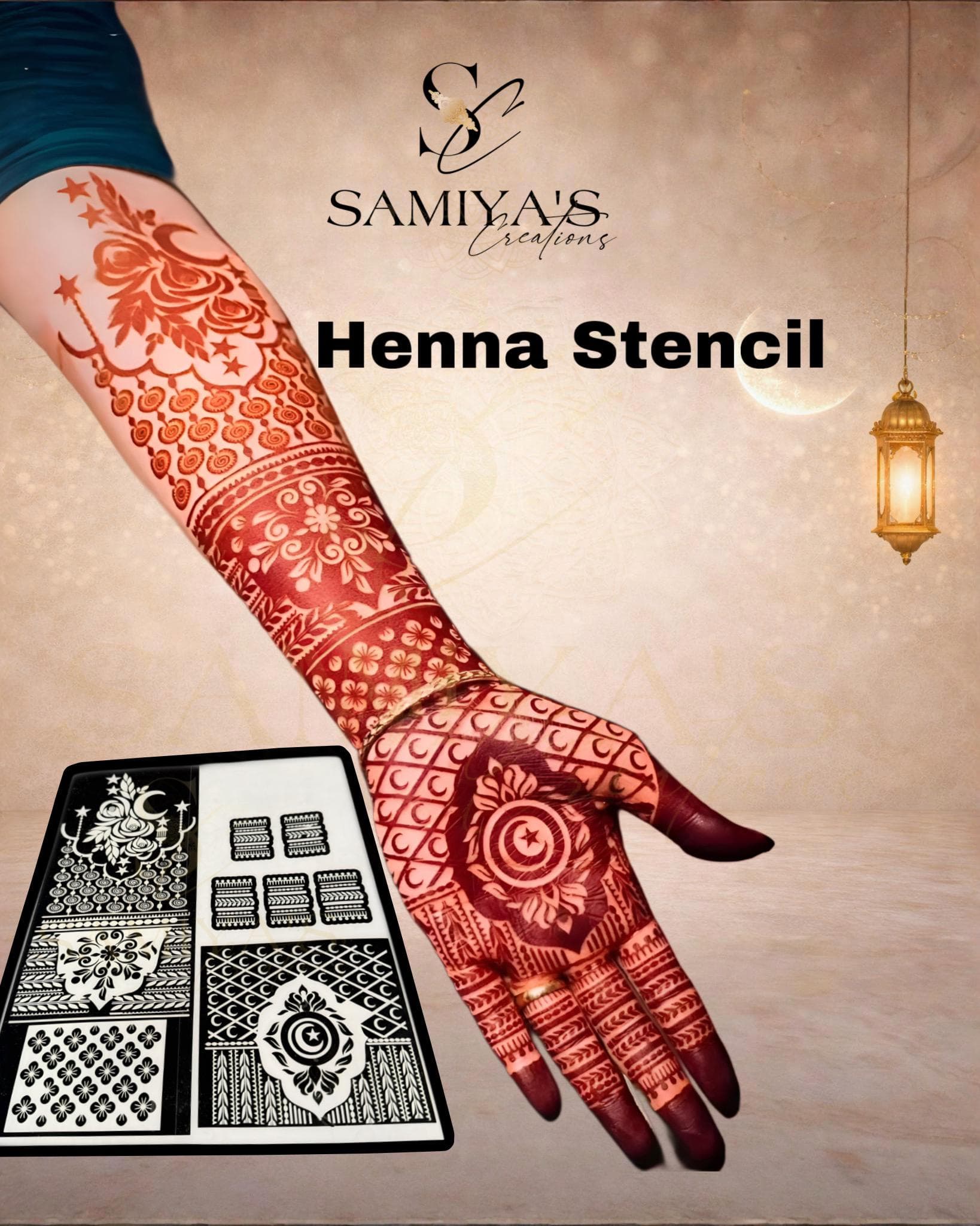 Crescent & Star Heritage Mehndi Henna Stencil - image 3