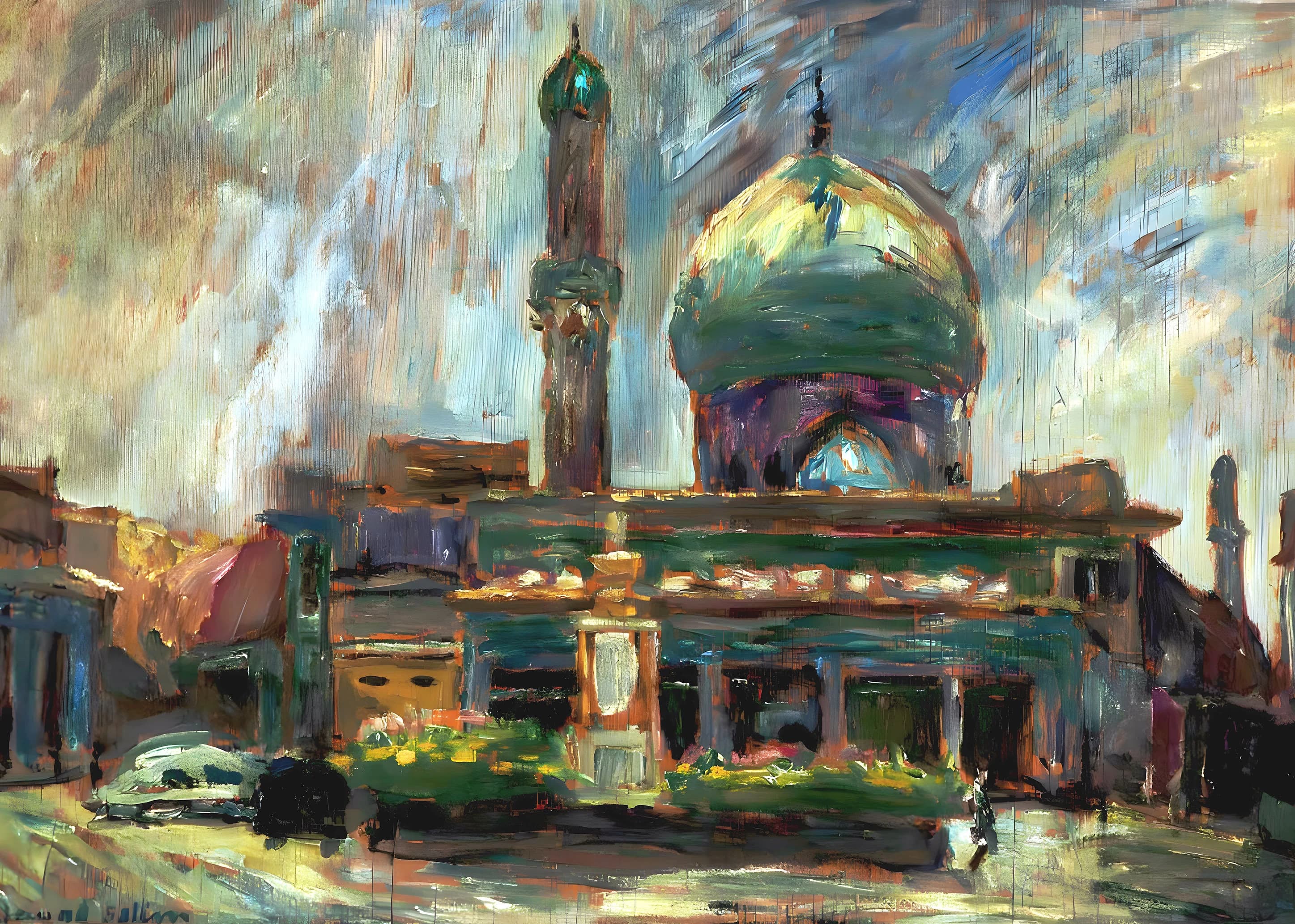 Printable Mosque Wall Art, Islamic oil Painting, Muslim Wedding Gifts, Muslim Wall Decor, Islamic Architecture Dome-Mosque Poster-Home Decor - image 4