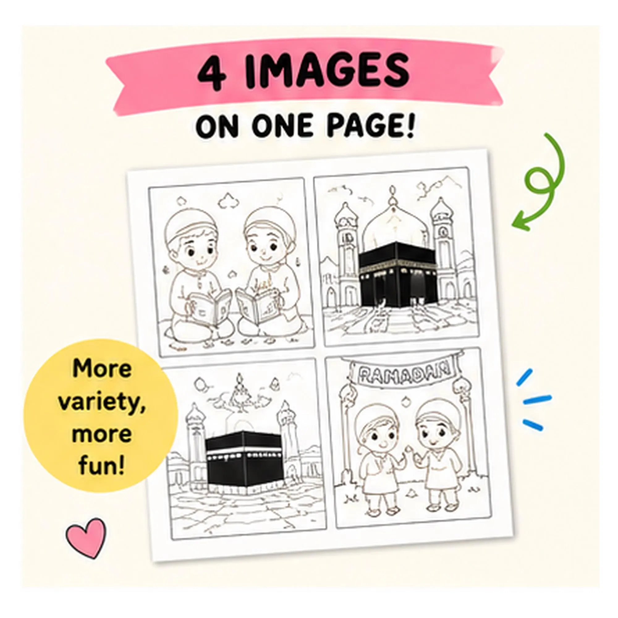 Muslim Kids Coloring Book, Islamic Learning Activity, Ramadan Eid (Digital Download) - image 3