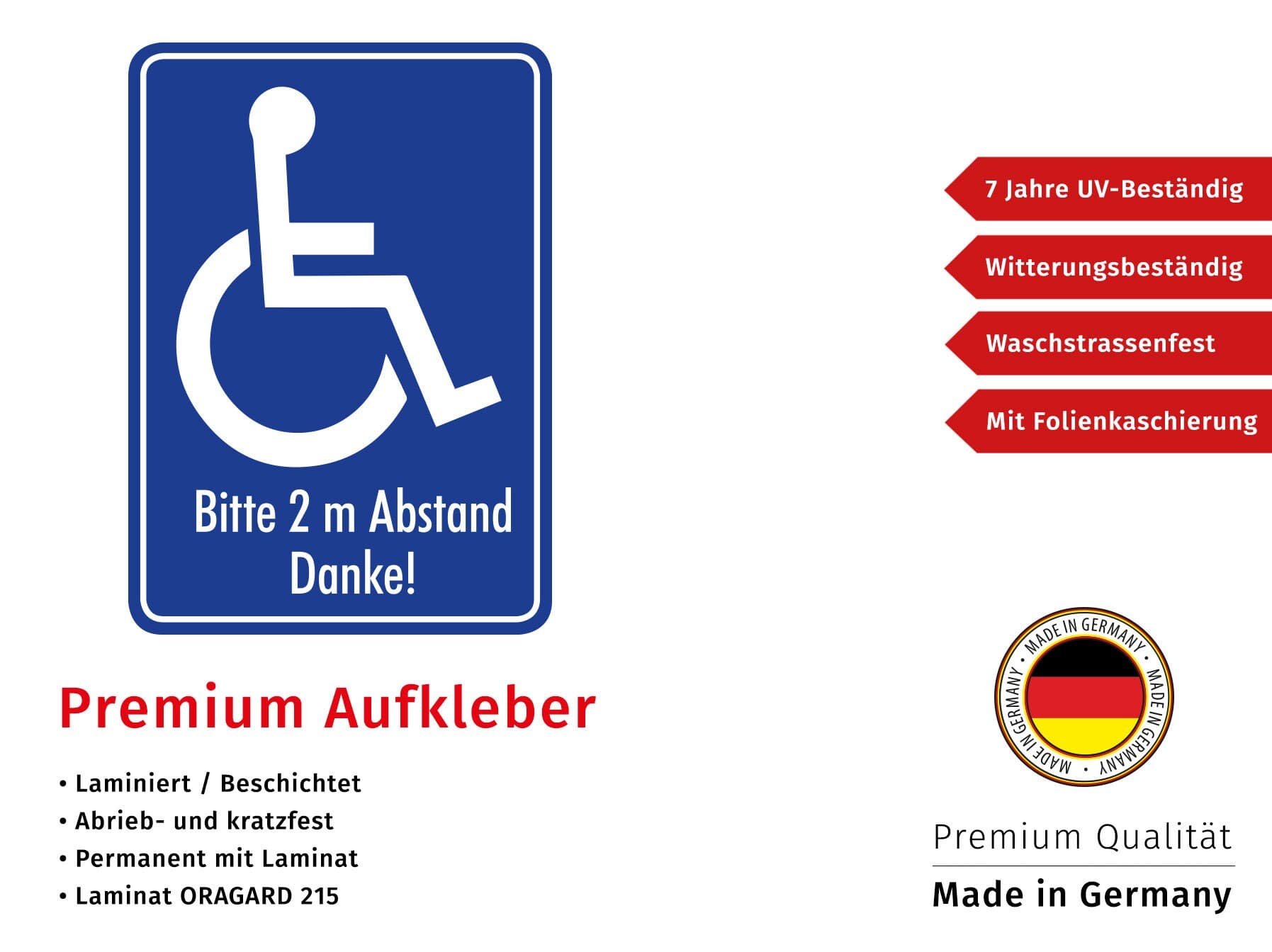 Premium Aufkleber Rollstuhl Hinweis Aufkleber Schild Sticker Auto PKW blau Wetterfest Waschstrassenfest - image 3