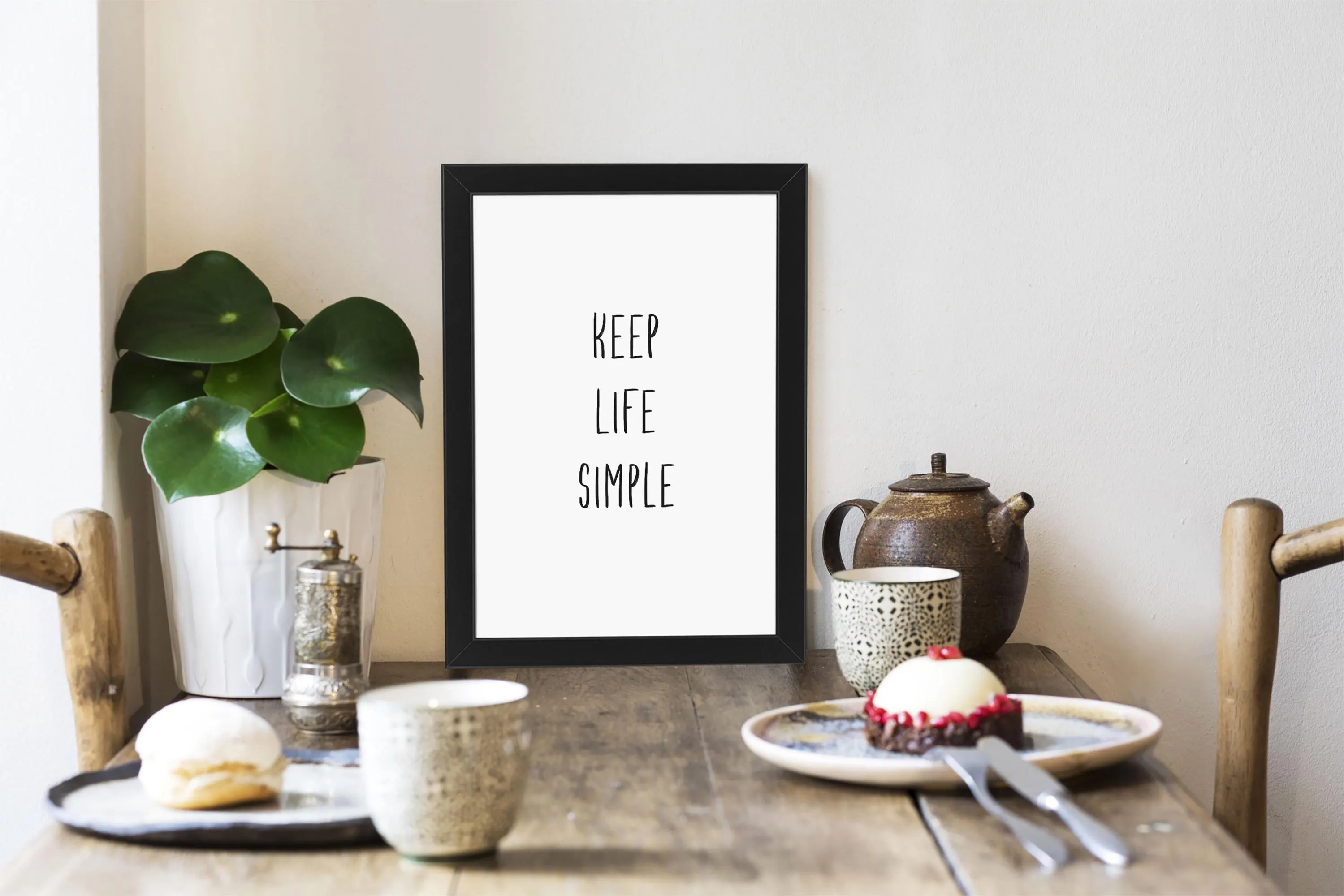Keep Life Simple Kunstdruck im Rahmen schwarz gerahmt Bild Poster Deko Din A4 Holzrahmen - image 3