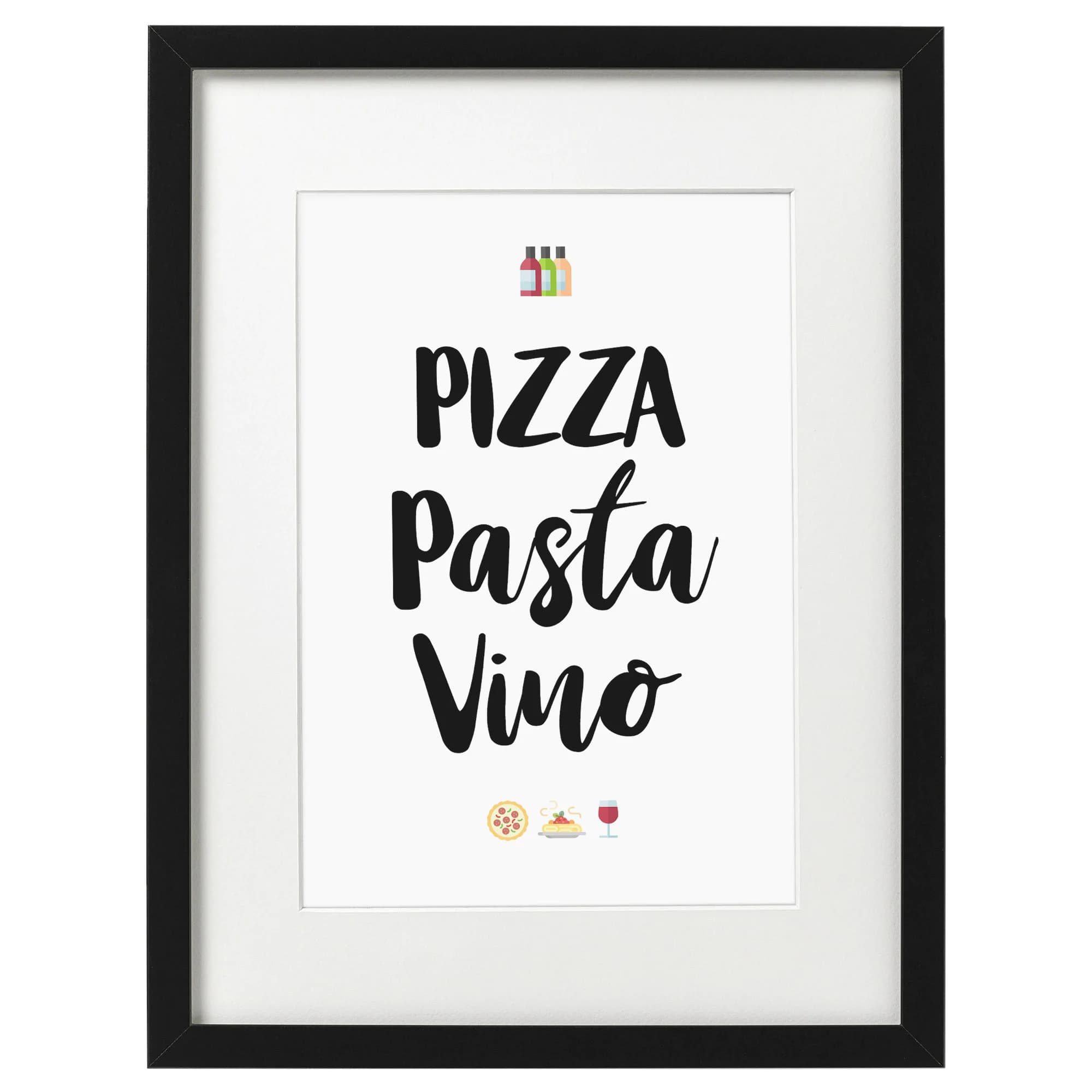 Pizza Pasta Kunstdruck im Rahmen schwarz mit Passepartout Deko Bild Holzrahmen Wein Vino Küche Poster Wandbild gerahmt Din A4 Geschenk - image 3