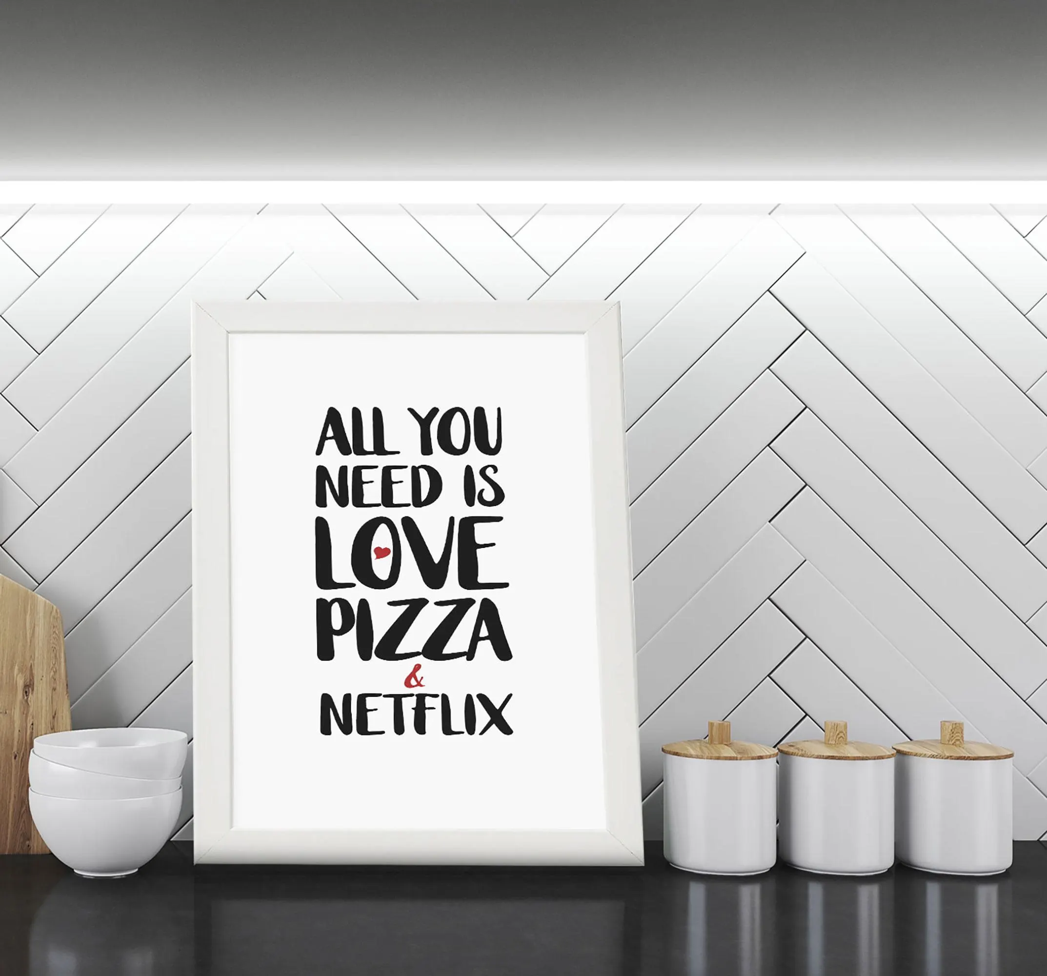All you need is Love Kunstdruck im Rahmen weiss Bild Poster Deko Din A4 - image 5