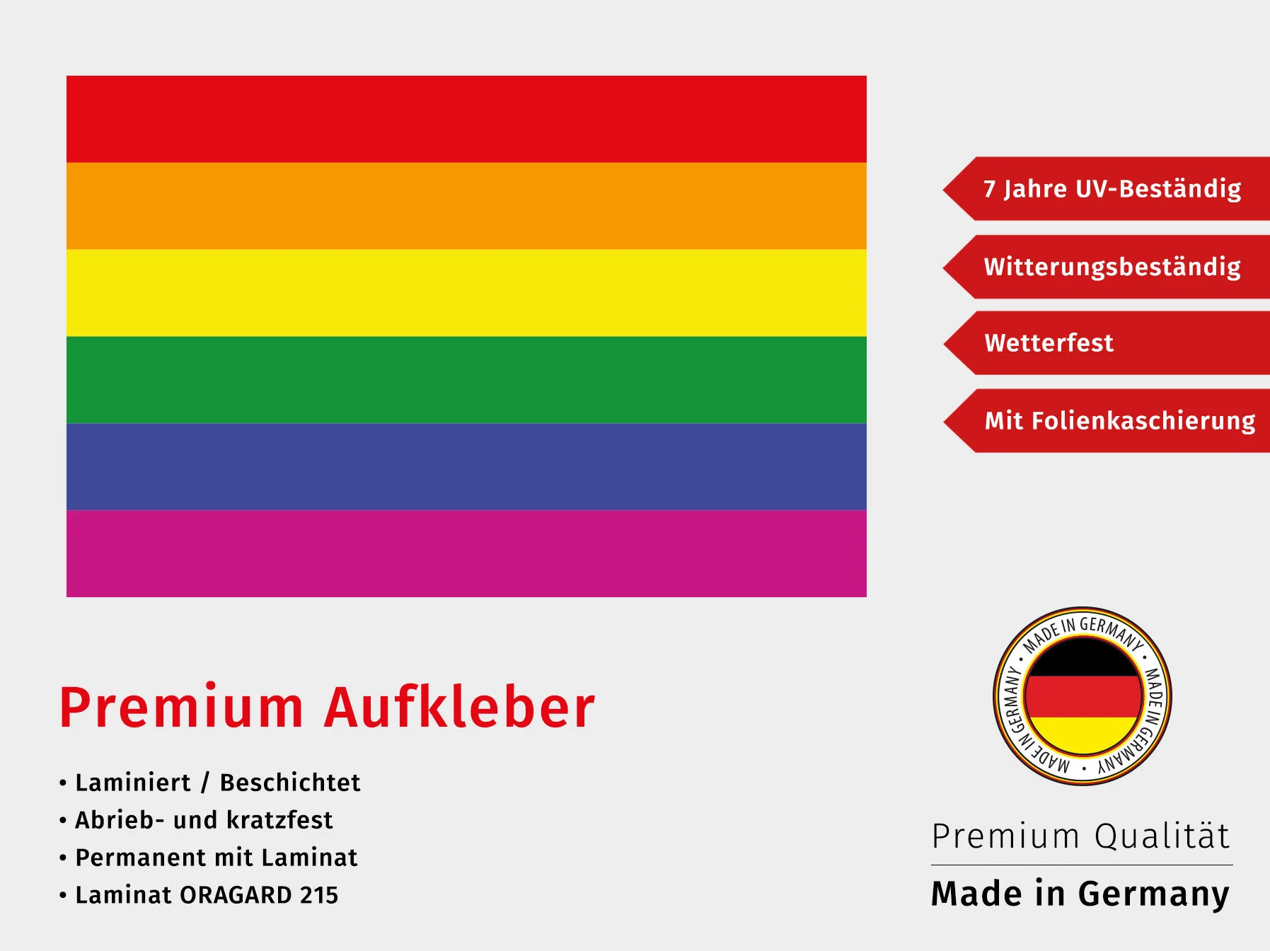 Premium Aufkleber Regenbogen Rainbow Gay Pride Flagge Sticker LGBTQ Flag Autoaufkleber Camper Vespa Motorrad Waschanlagenfest UV-beständig - image 3