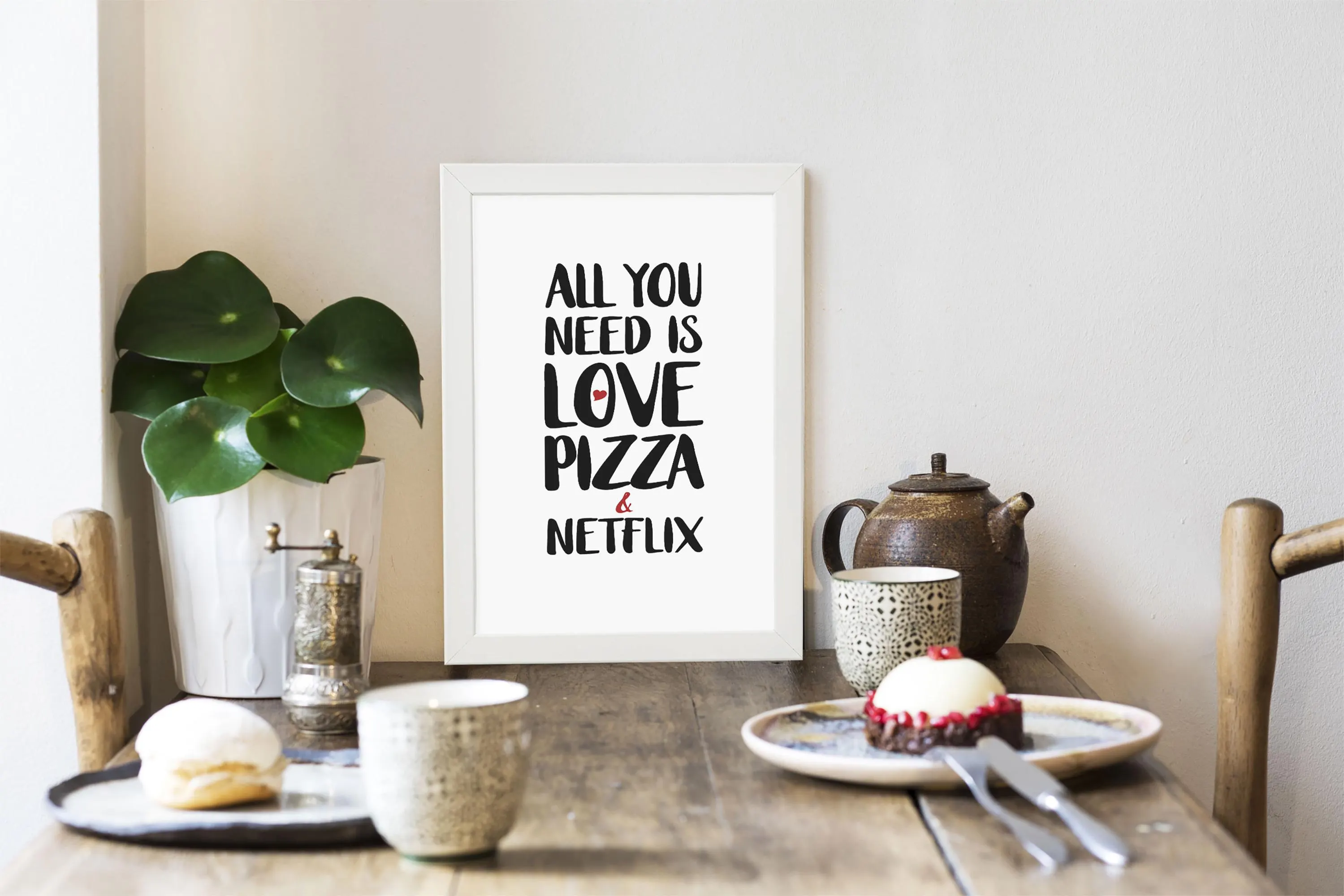 All you need is Love Kunstdruck im Rahmen weiss Bild Poster Deko Din A4 - image 3