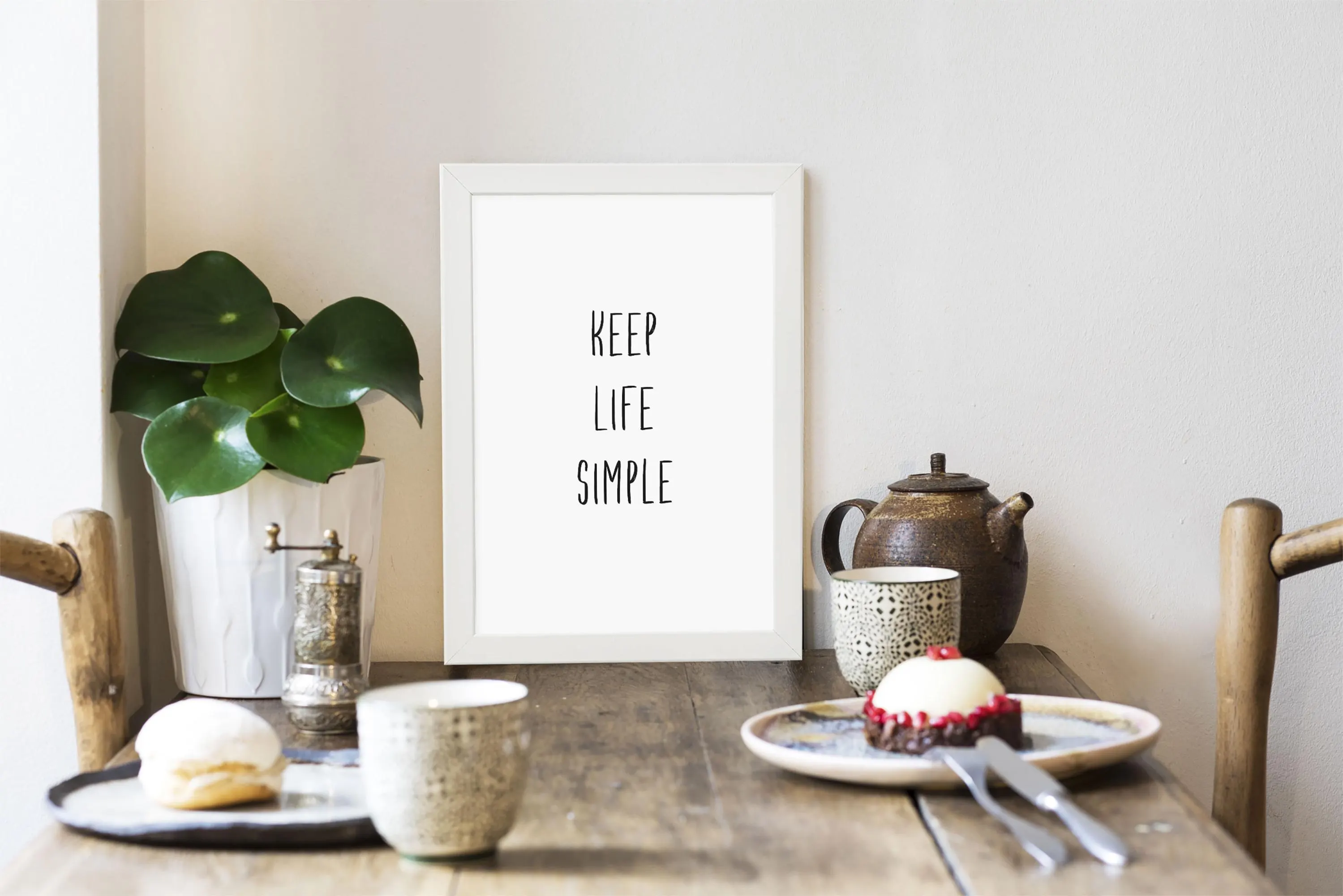 Keep Life Simple Kunstdruck im Rahmen weiss gerahmt Bild Poster Deko Din A4 Holzrahmen - image 5