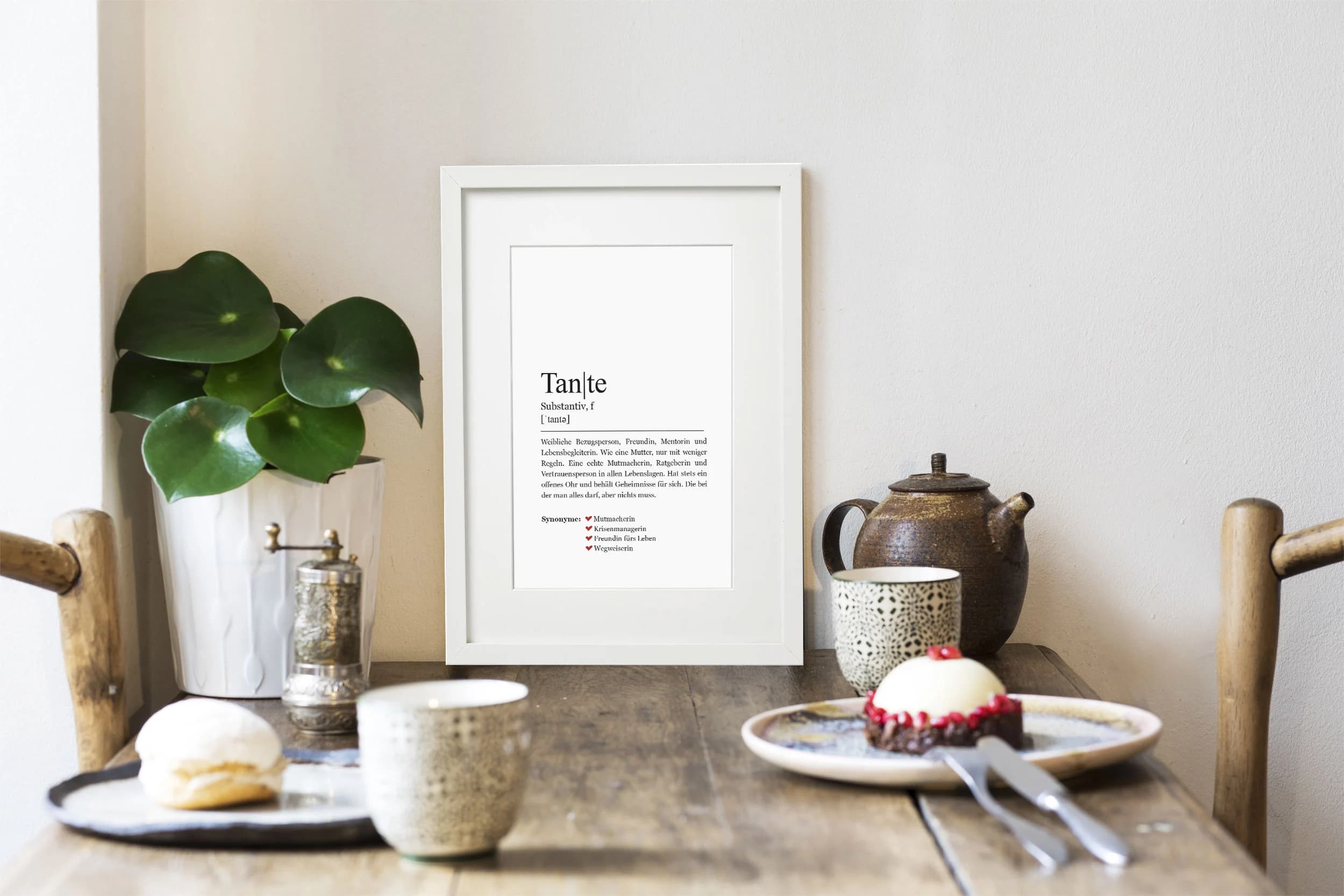 Tante Kunstdruck im Rahmen weiss Holzrahmen mit Passepartout Fine Art Deko Bild Poster Wandbild gerahmt Geschenk - image 3