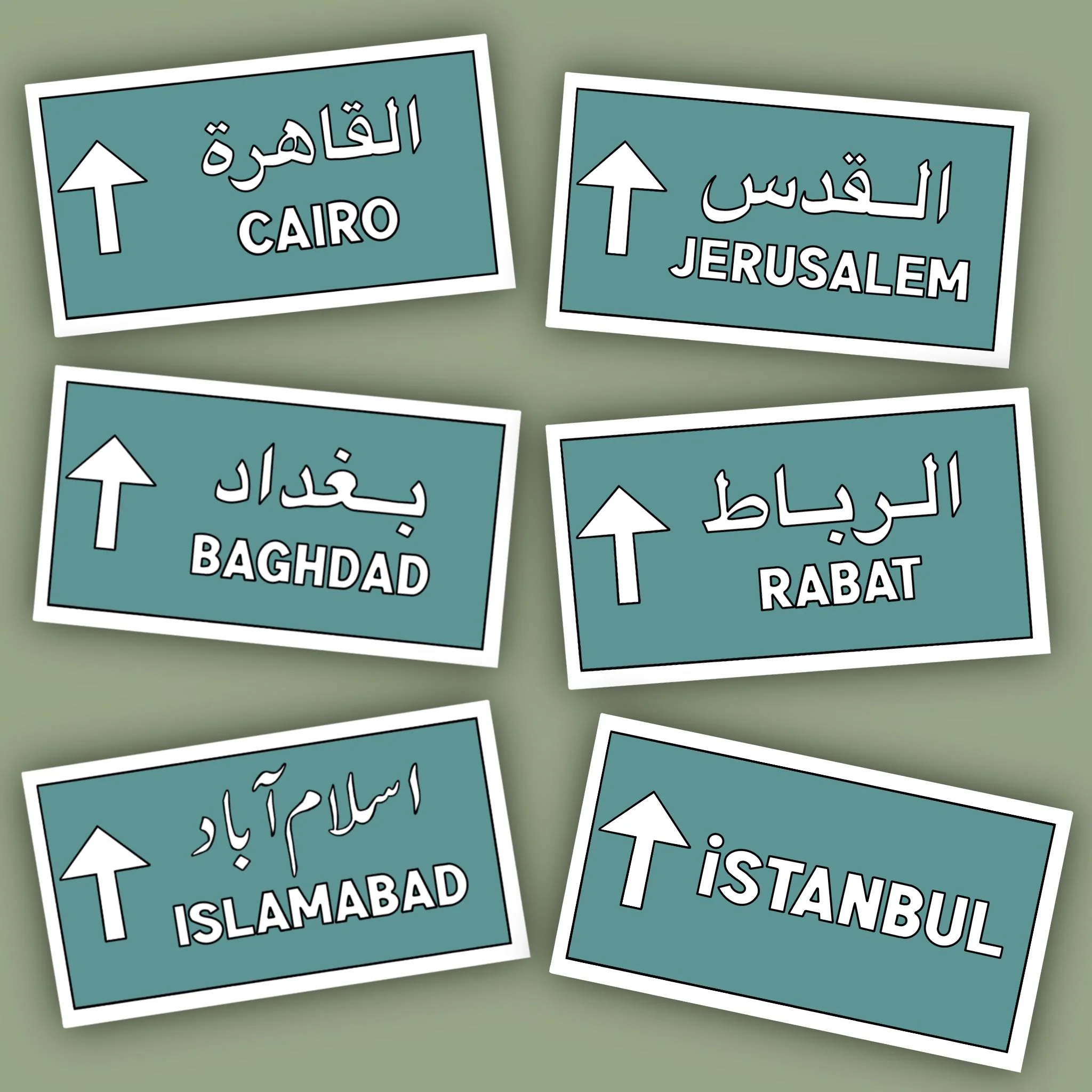 Road Sign Stickers, Middle East Stickers, North Africa Stickers, South Asia Stickers, City Stickers, Phone Case Sticker, Laptop Sticker