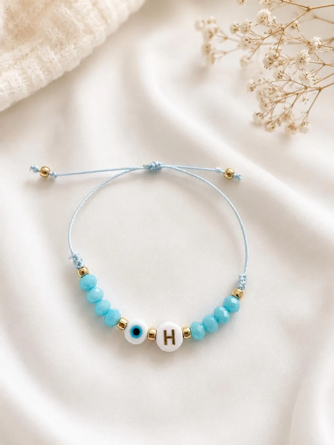 Adjustable Baby Initial Bracelet with Evil Eye - image 4
