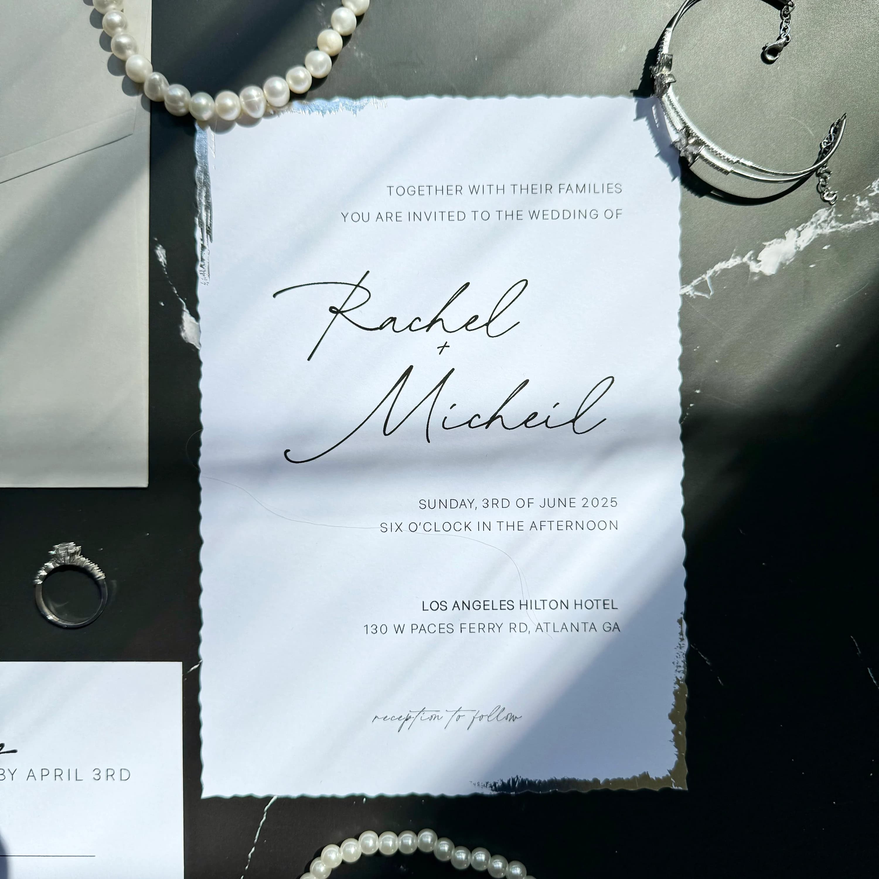 50 pcs Wedding invitation suite with RSVP and details card - Silver foil details - full gray wedding invitation set with custom seal - image 3