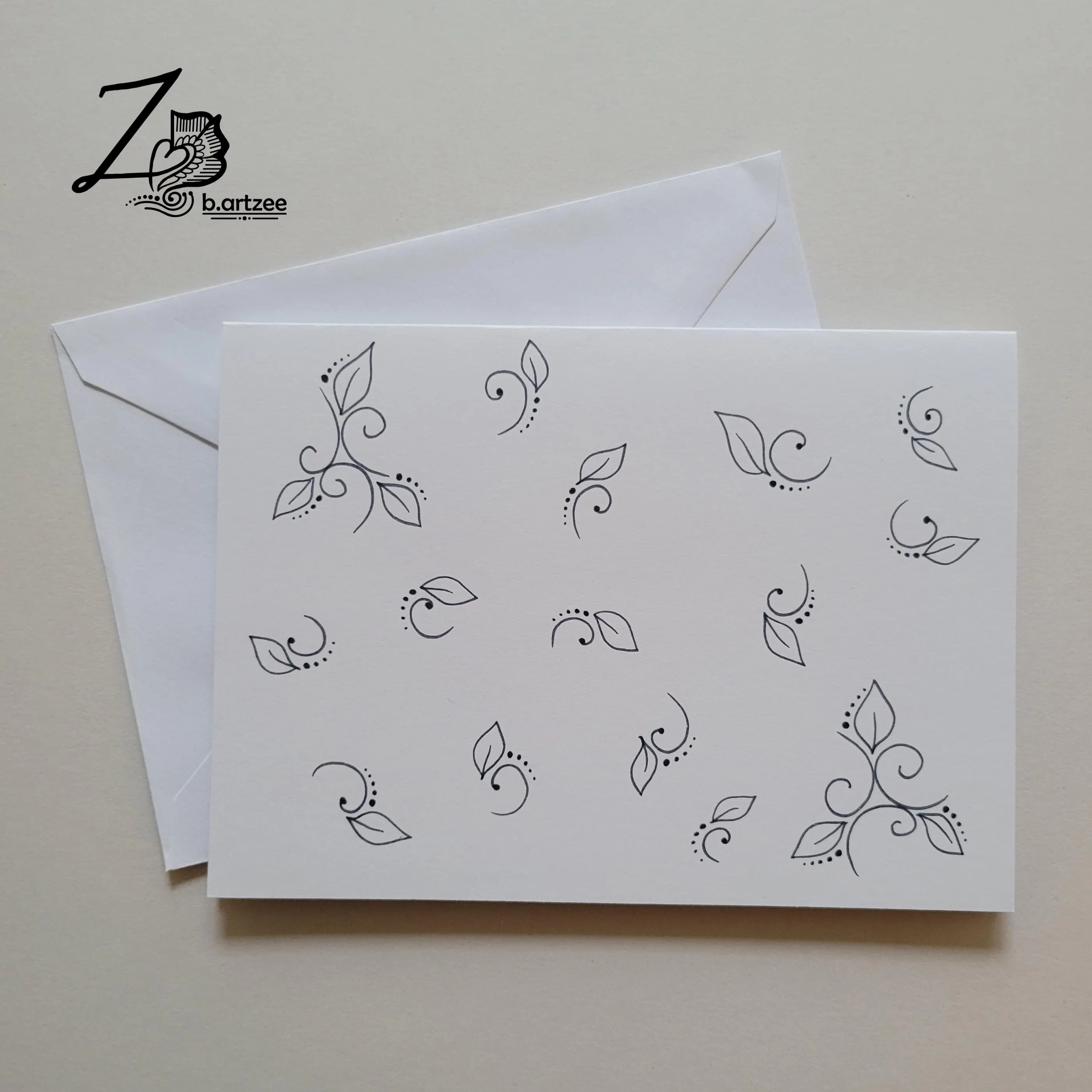 Dainty Swirls Card - Original Art Card, floral artwork, blank card, all occasion cards, henna art, mehndi patterns, minimal art, handdrawn