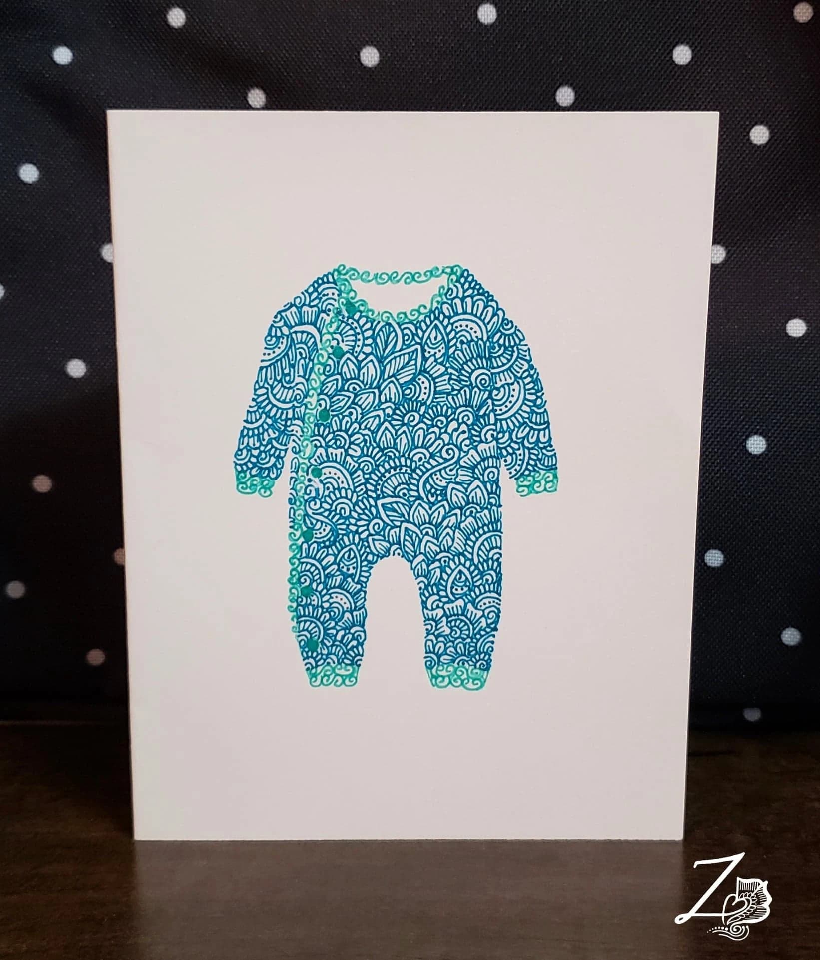 Baby Onesie Card - Baby Cards, Baby Shower, Newborn Baby, Baby Birthday Cards, Baby Bday, Baby Art, Henna Art Card, Baby Gifts, Baby Clothes - image 4
