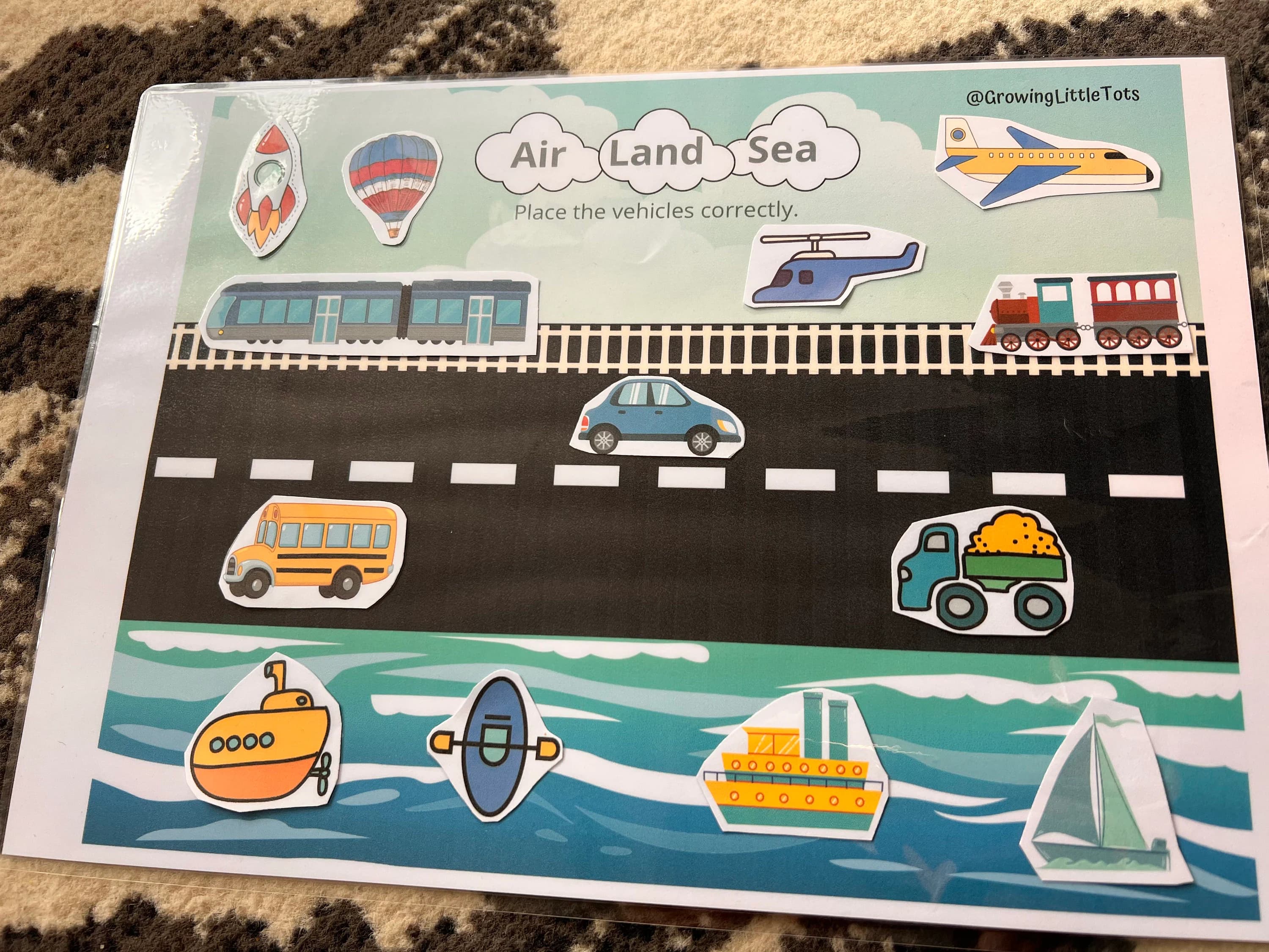 Transportation Sorting Game: Air, Land & Sea Preschool Printable (PDF) - image 2