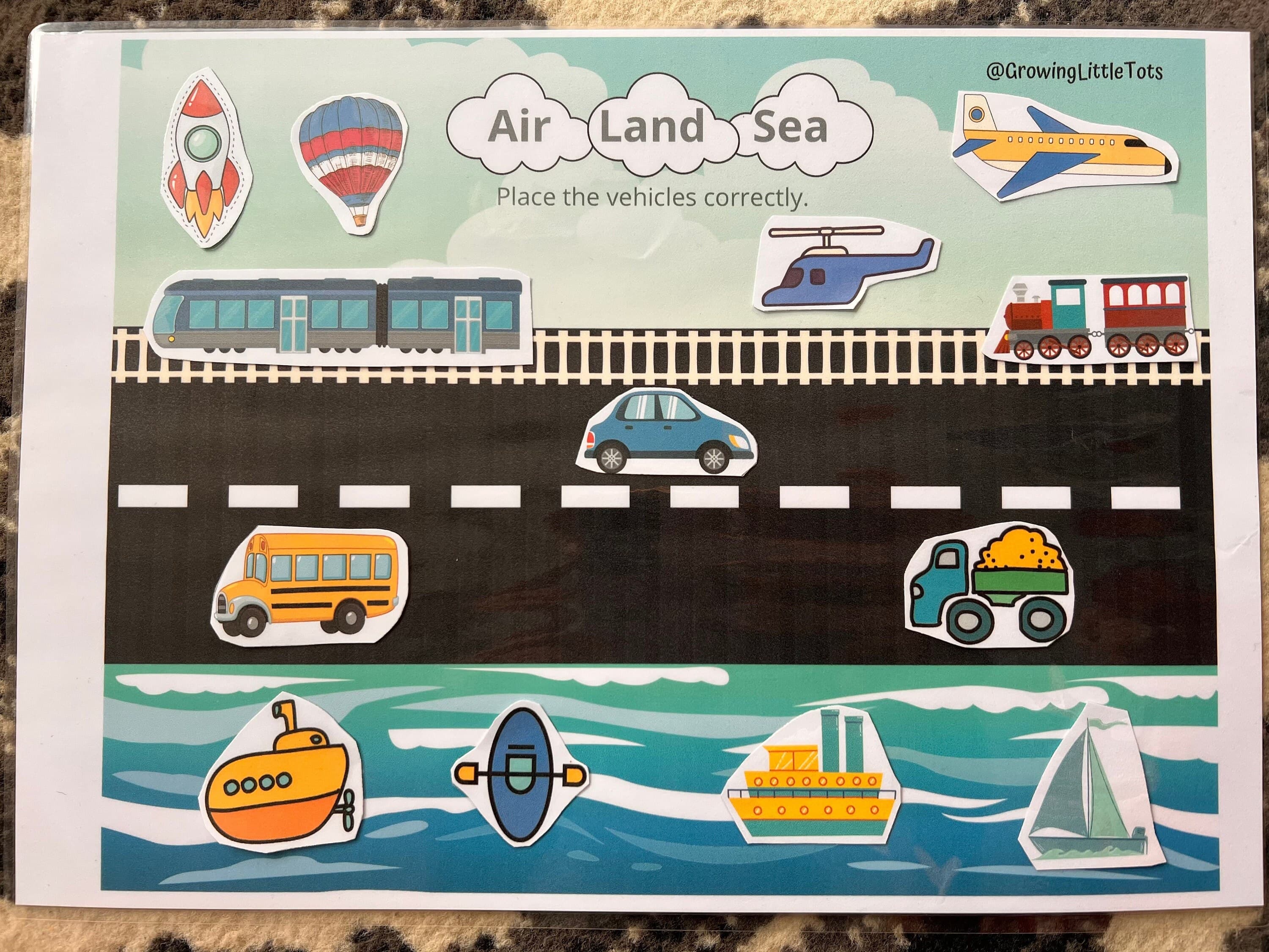 Transportation Sorting Game: Air, Land & Sea Preschool Printable (PDF) - image 4