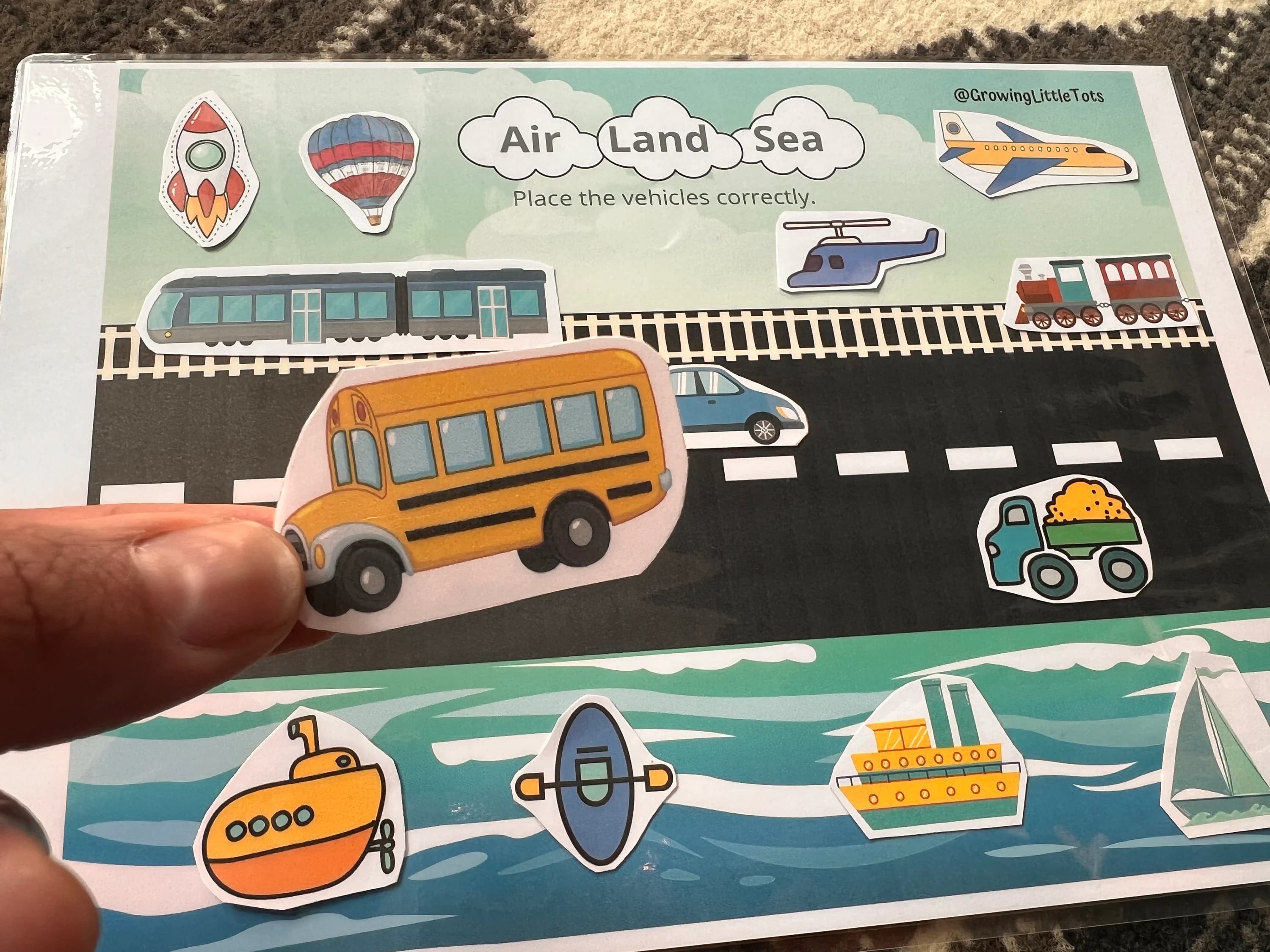 Transportation Sorting Game: Air, Land & Sea Preschool Printable (PDF) - image 5