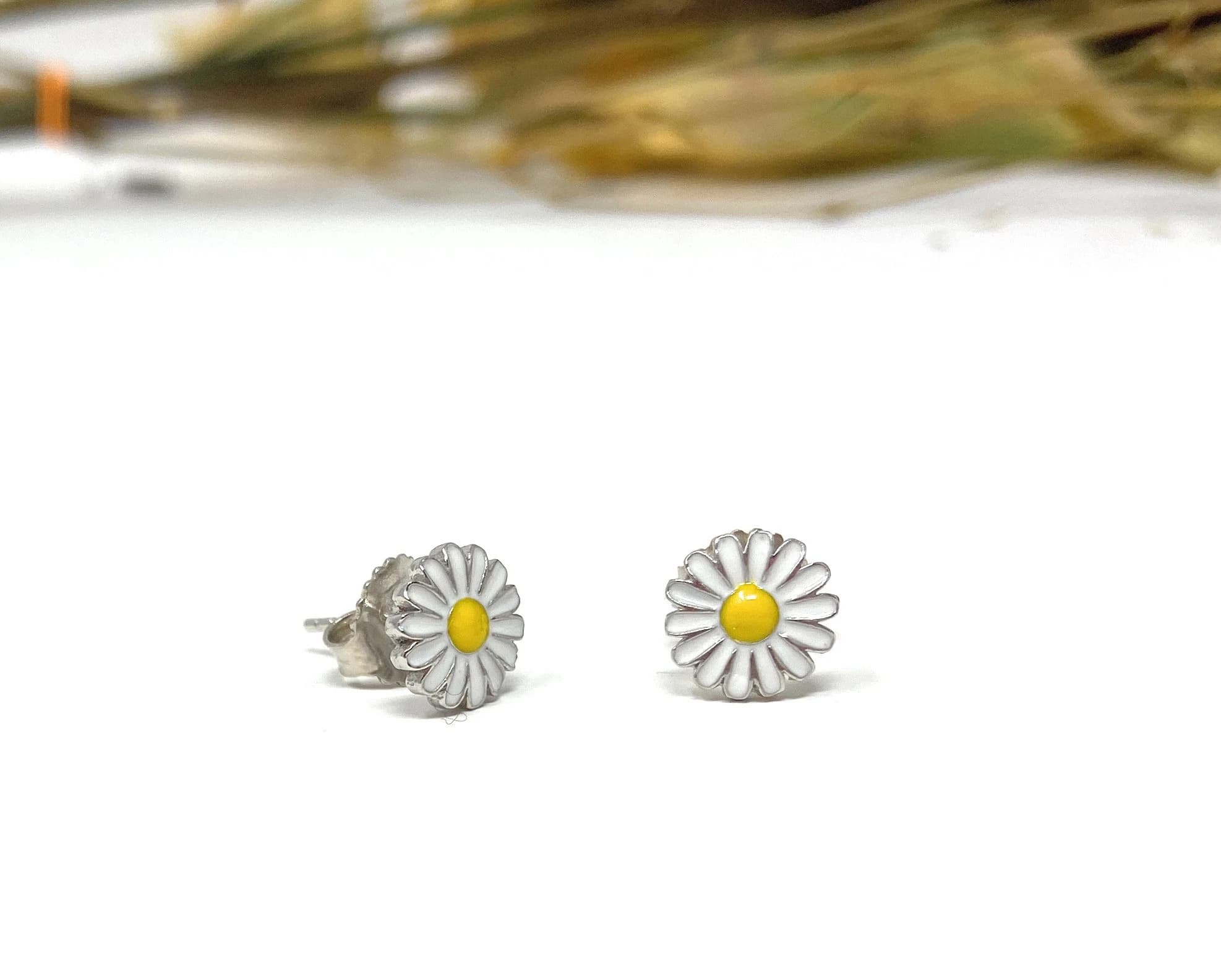 Sterling Silver Daisy Stud Earrings ,14K Gold Plated Daisy Flower Earrings, Tiny Daisy Cuff Earrings ,White Daisy , Zirconia Daisy Earring - image 3